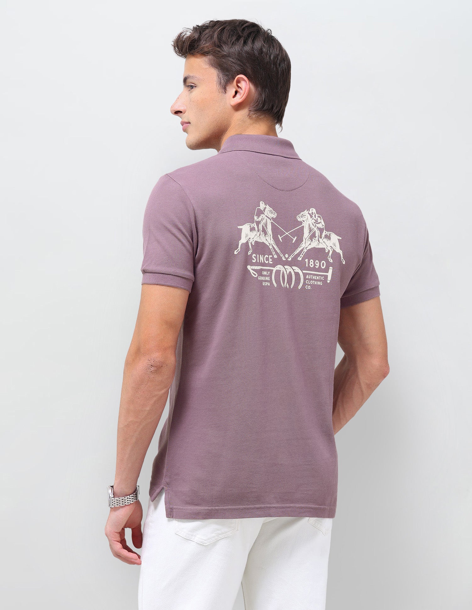 Graphic Brand Printed Slim Fit Polo Shirt