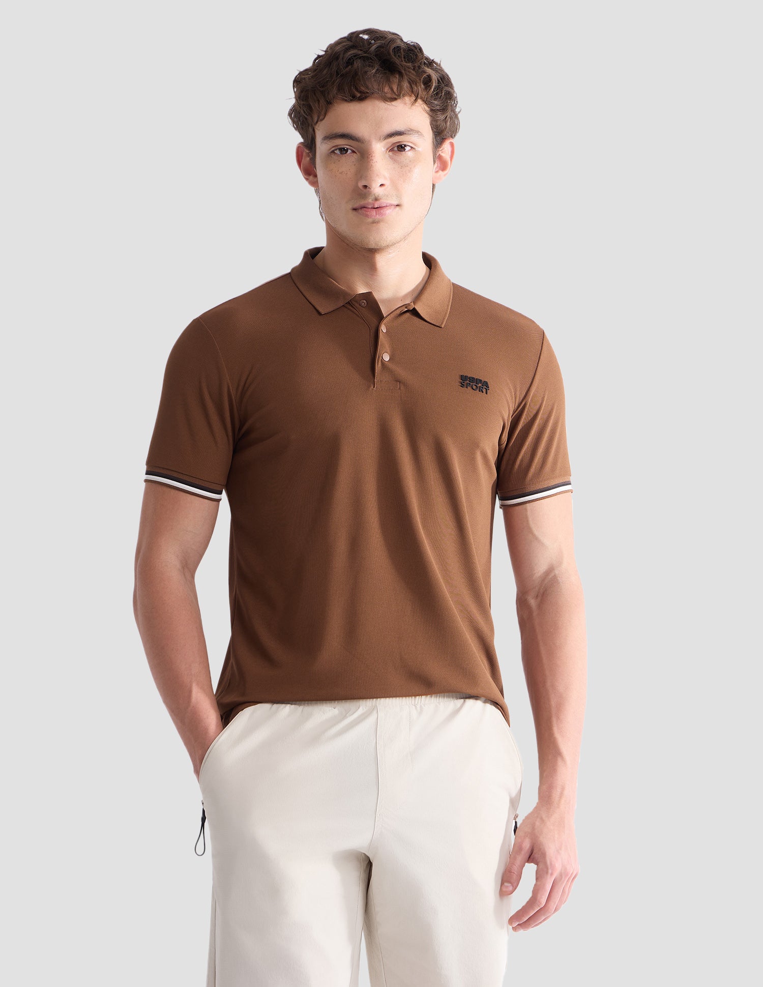 Solid Slim Fit Active Polo Shirt