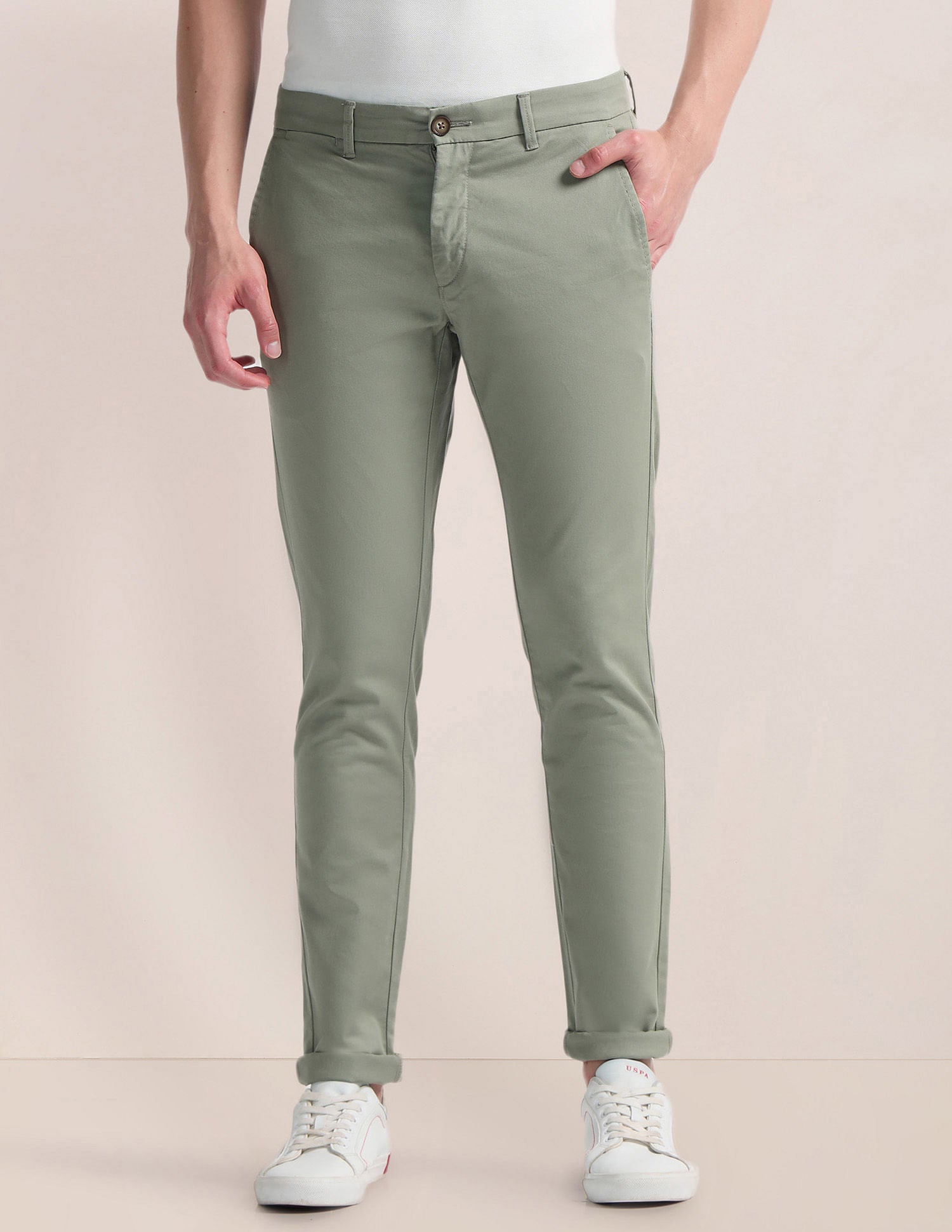 Denver Slim Fit Textured Casual Trousers – U.S. Polo Assn. India