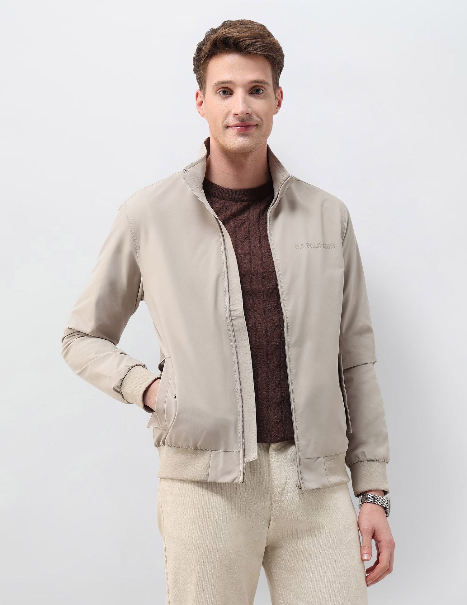 Regular Fit Solid Casual Jacket