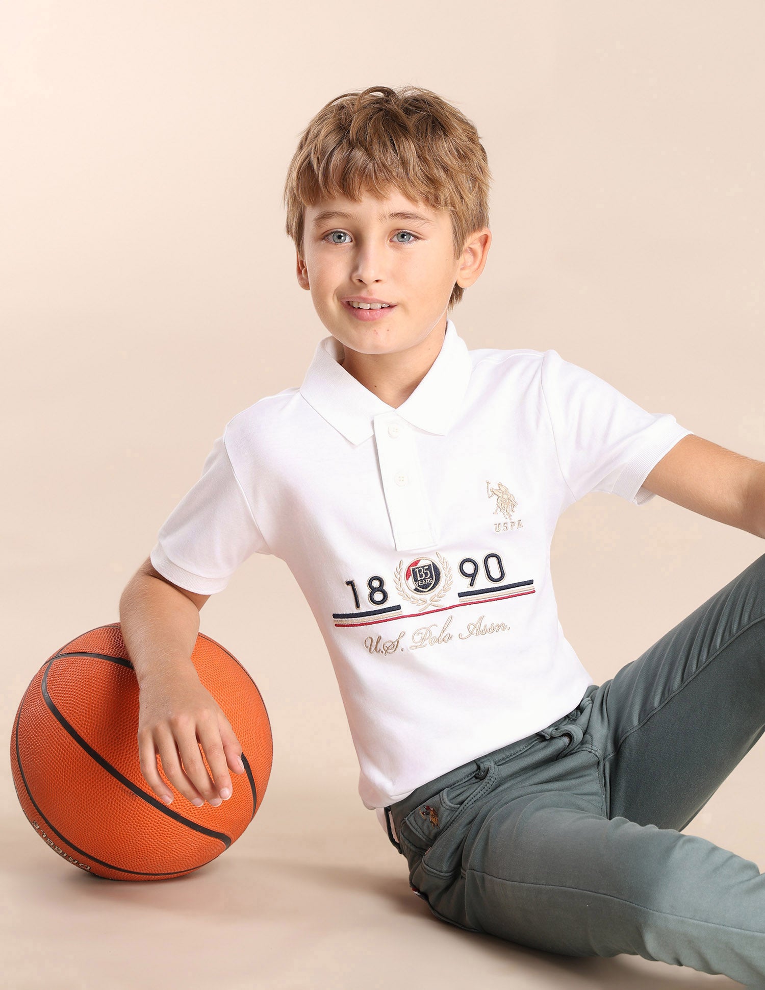 Boys Brand Printed Regular Fit Polo Shirt