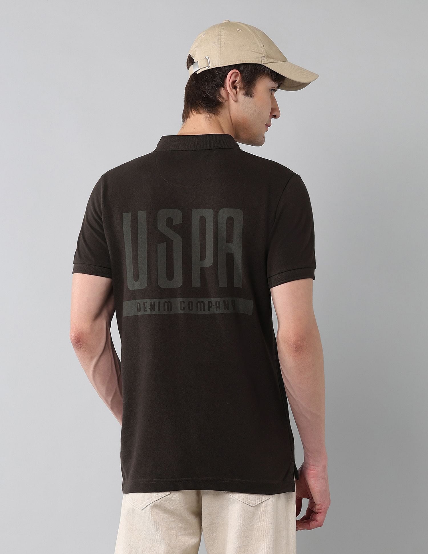 Pure Cotton Muscle Fit Polo Shirt Dark Brown - U.S. Polo Assn. India | Large