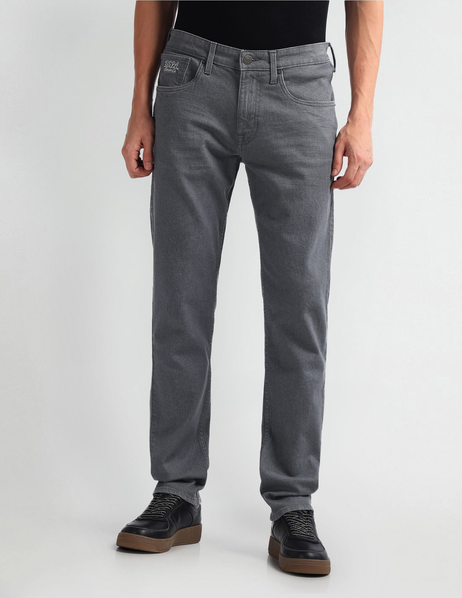Brandon Slim Tapered Fit Grey Jeans Grey - U.S. Polo Assn. India | Large