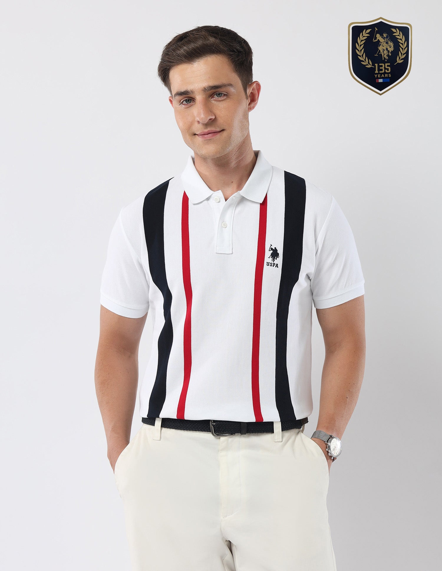 Vertical Striped 135 Anniversary Polo Shirt