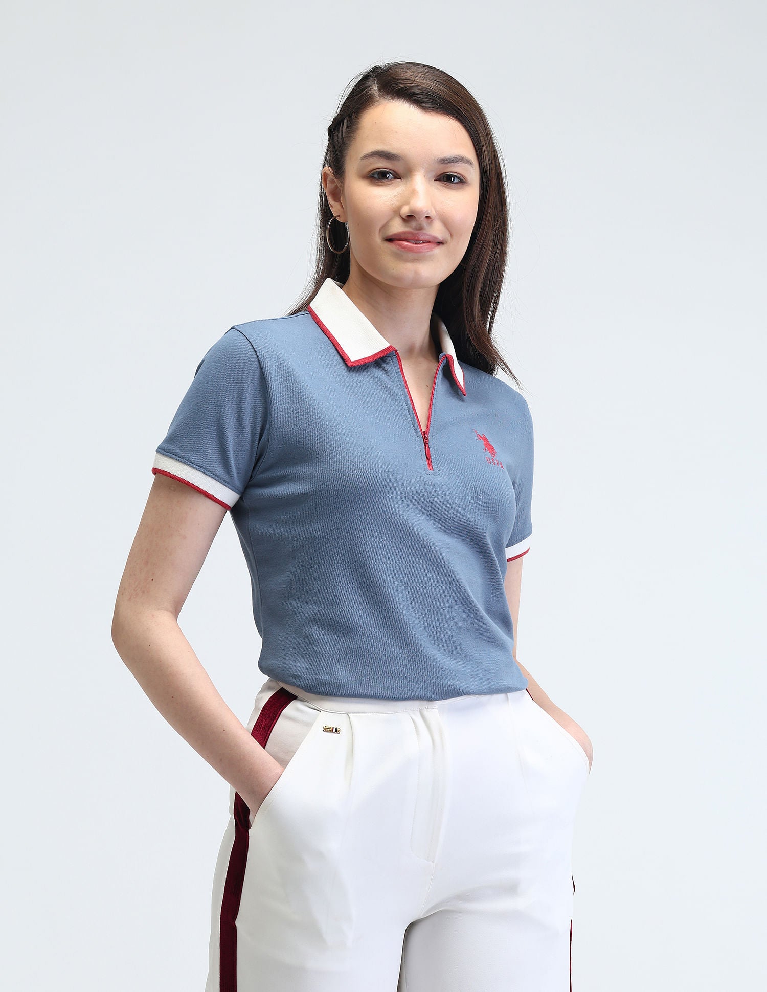 Contrast Collar Tipped Polo Shirt