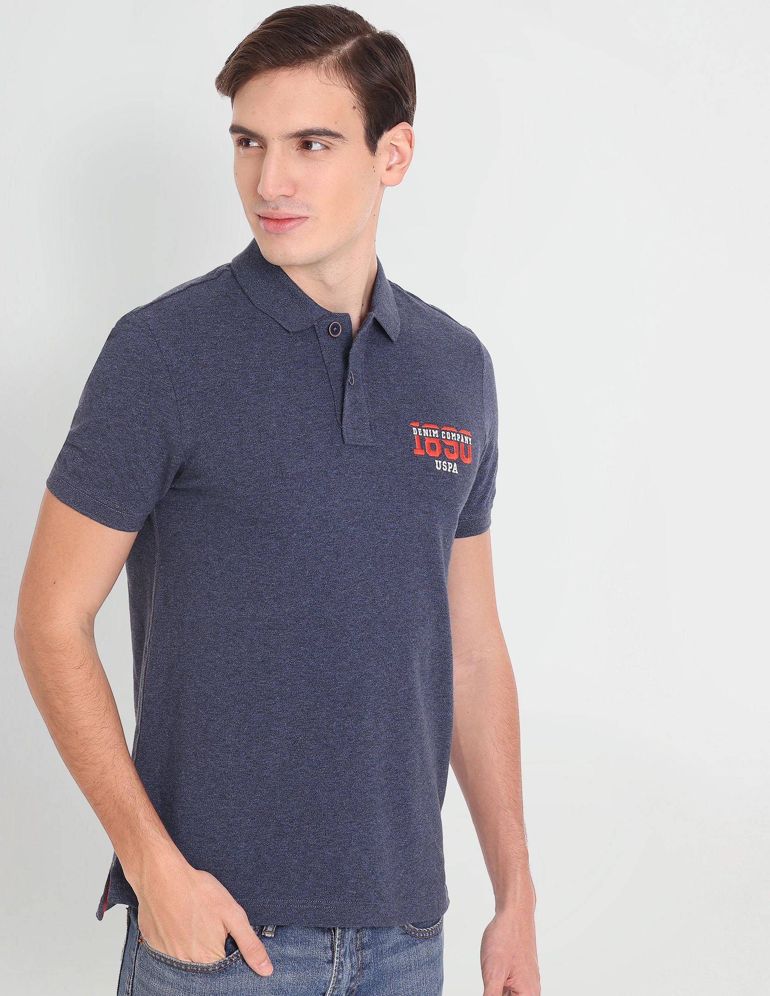 Iconic Heathered Polo Shirt Navy - U.S. POLO ASSN. | Large