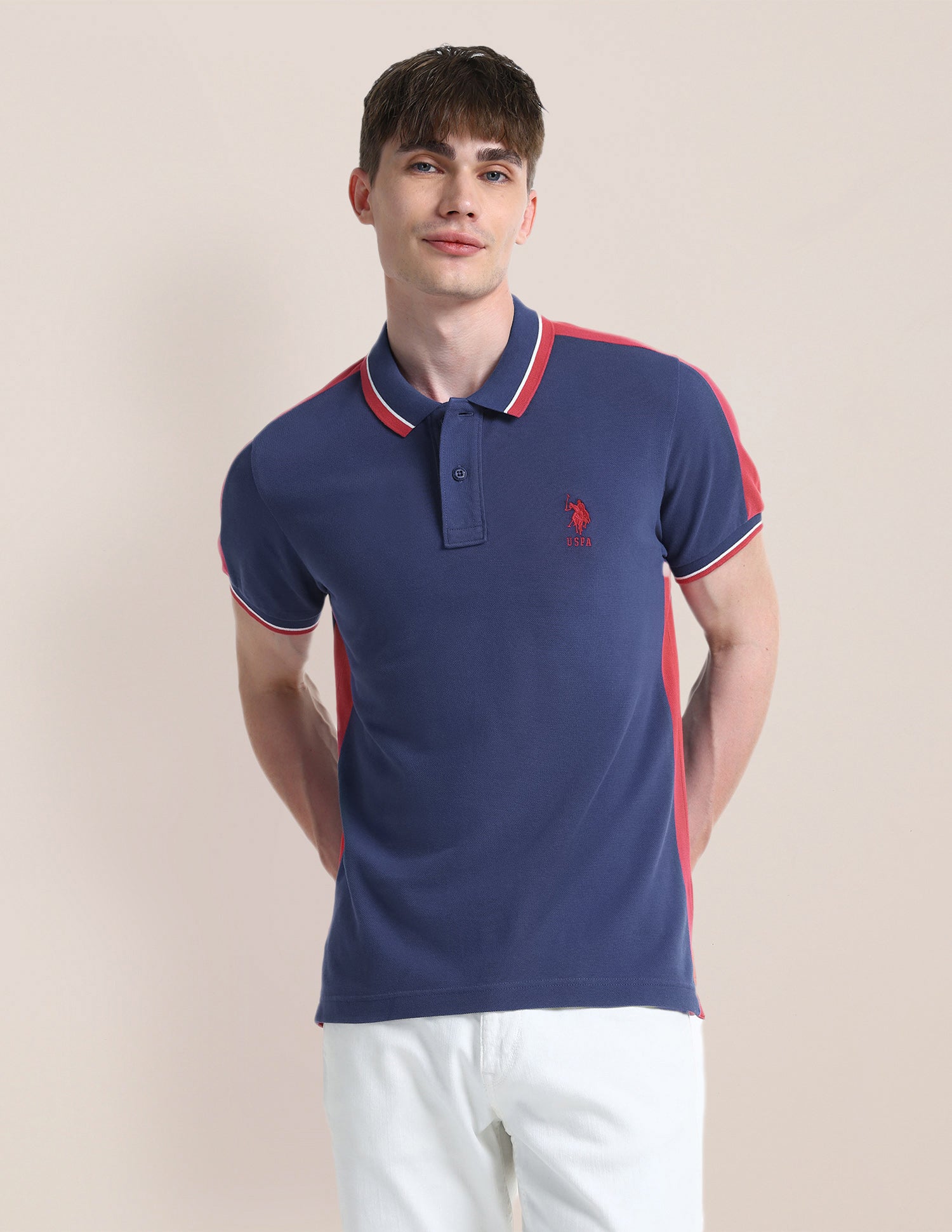 Colour Blocked Slim Fit Polo Shirt