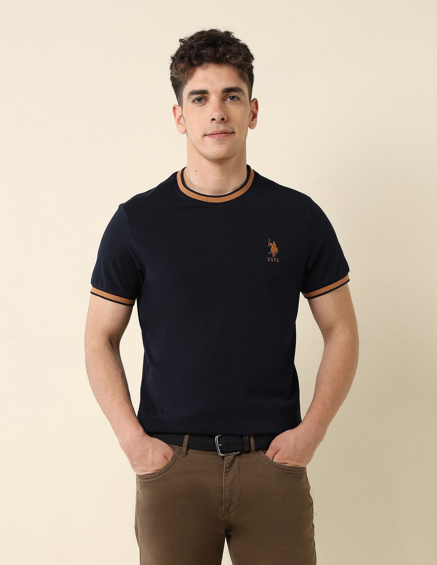 Solid Slim Fit T-Shirt Navy - U.S. Polo Assn. India | Large