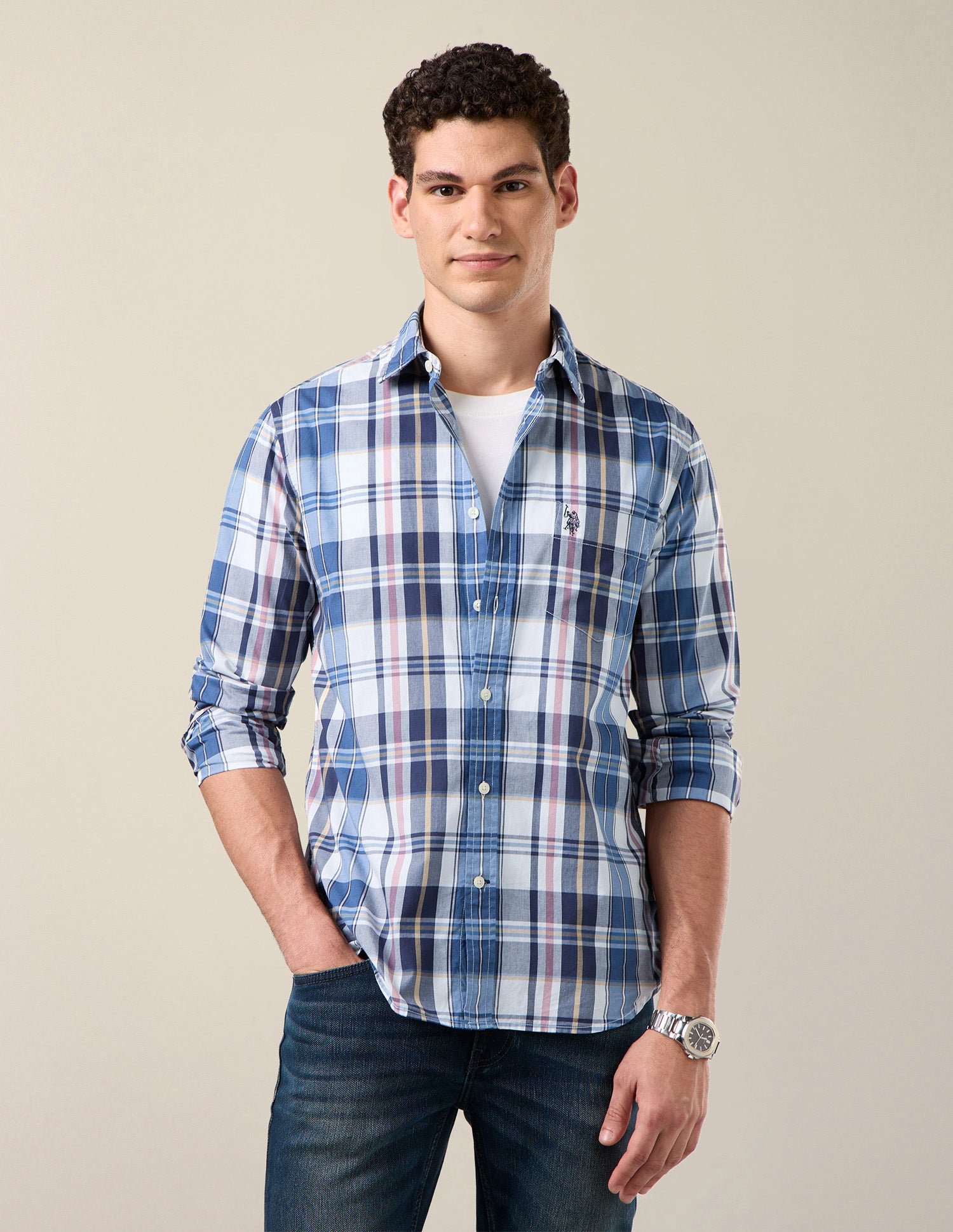 Plaid Checked Tailored Fit Shirt navy - U.S. Polo Assn. India | Large