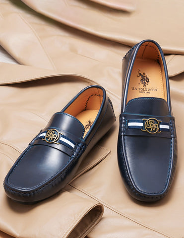 Navy blue clearance polo loafers