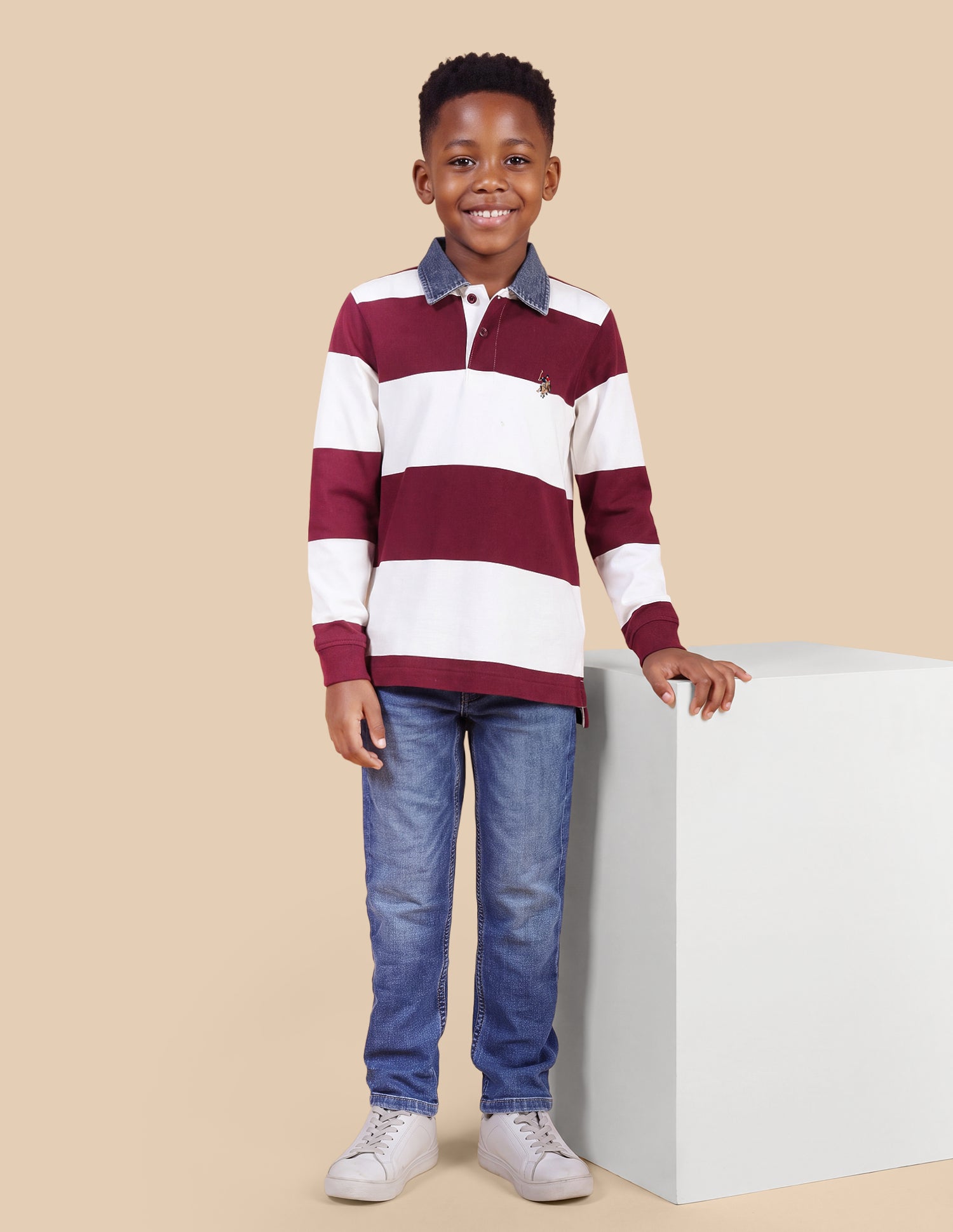 Horizontal Striped Regular Fit Polo Shirt Maroon - U.S. Polo Assn. India | Large