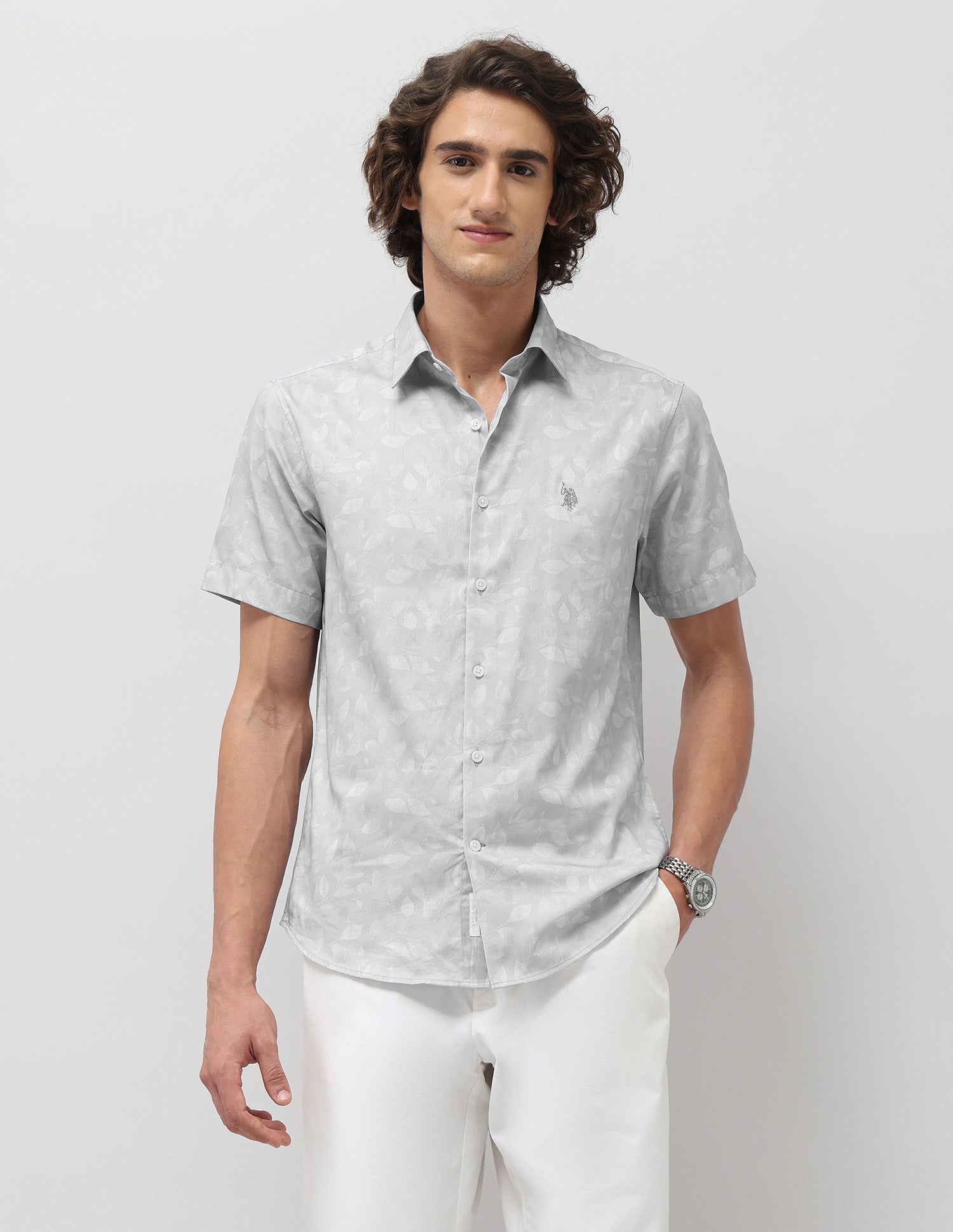 Tailored Fit Satin Shirt Grey - U.S. Polo Assn. India | Large