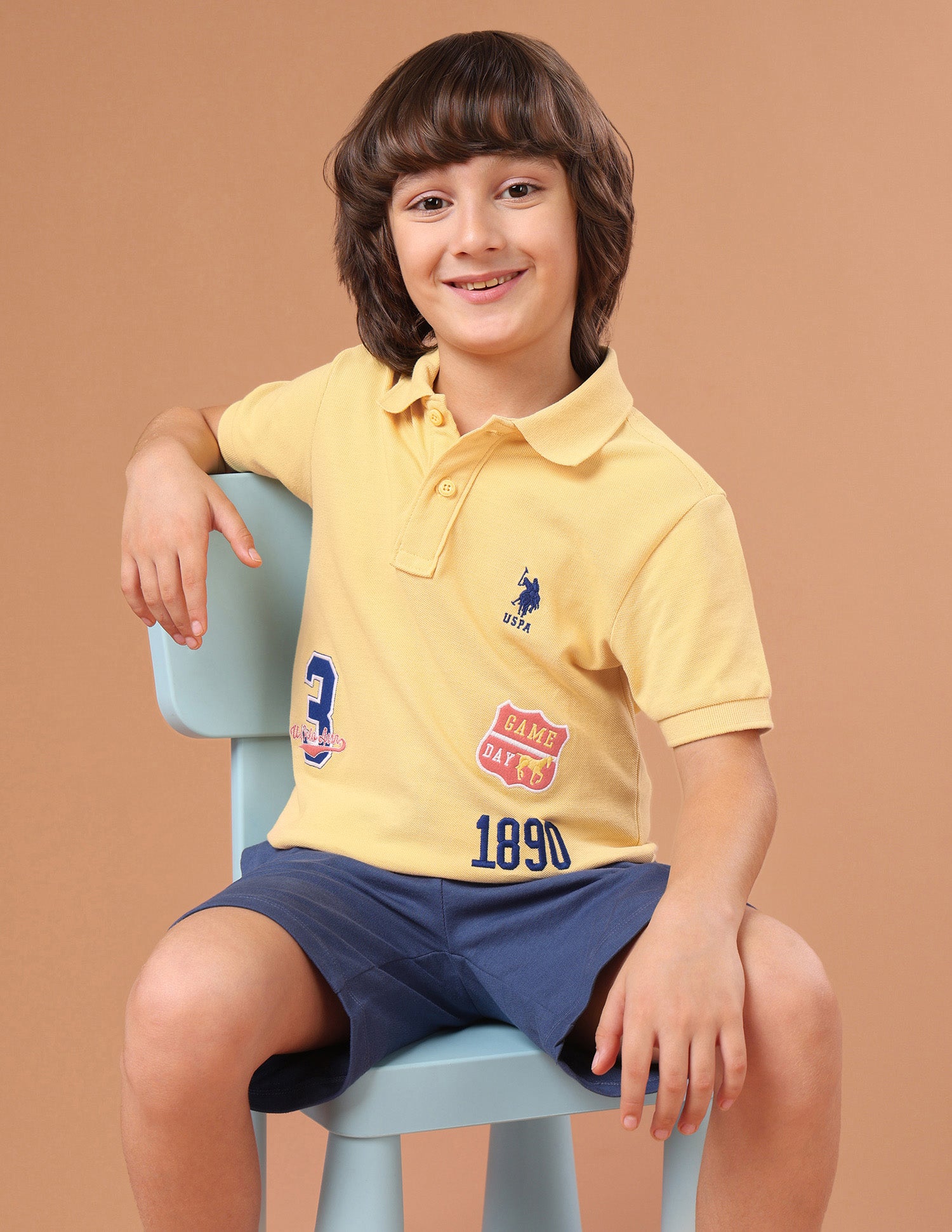 Brand Embroidered Applique Regular Fit Polo Shirt Mustard - U.S. Polo Assn. India | Large