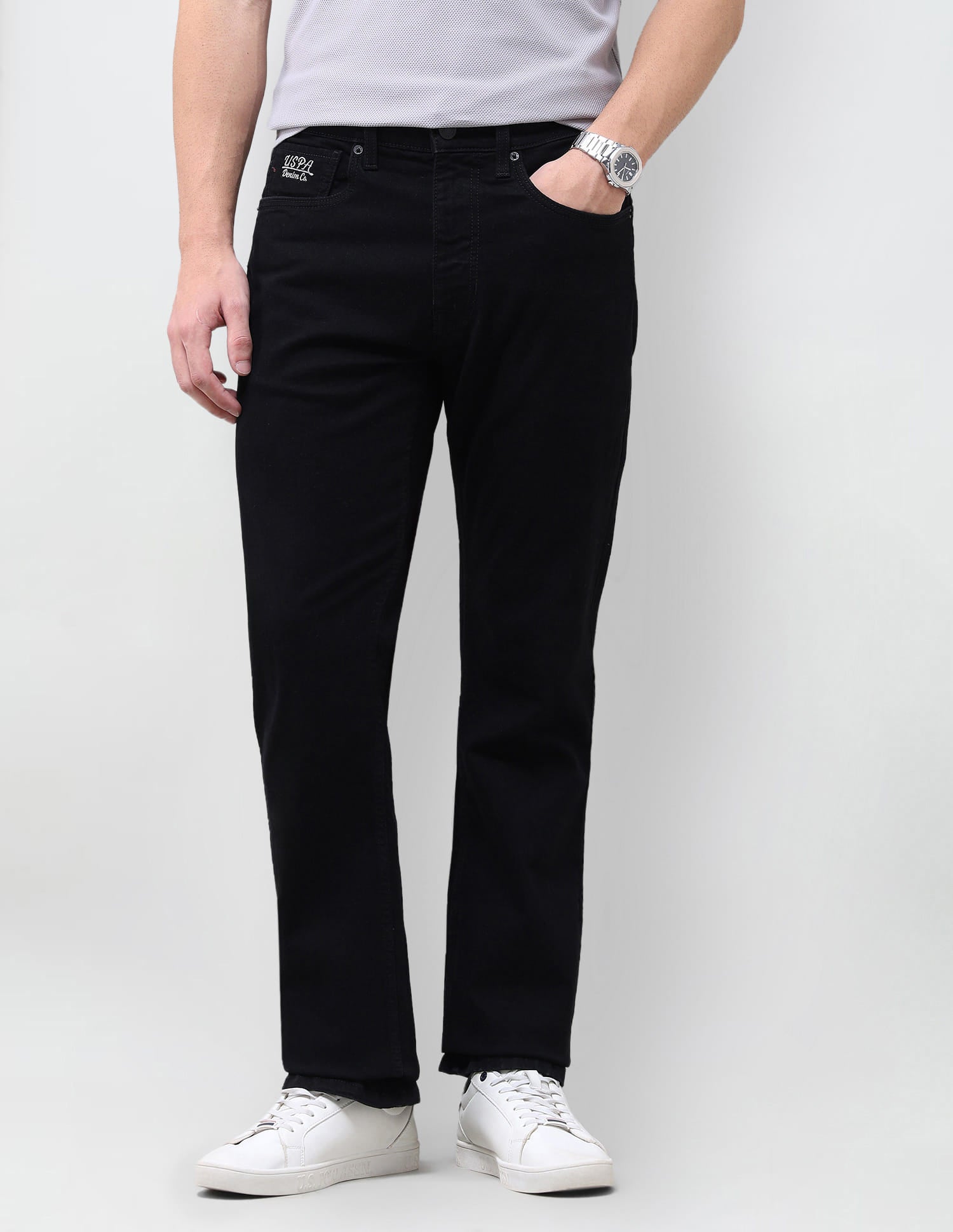 Solid Bootcut Fit Jeans Black - U.S. Polo Assn. India | Large