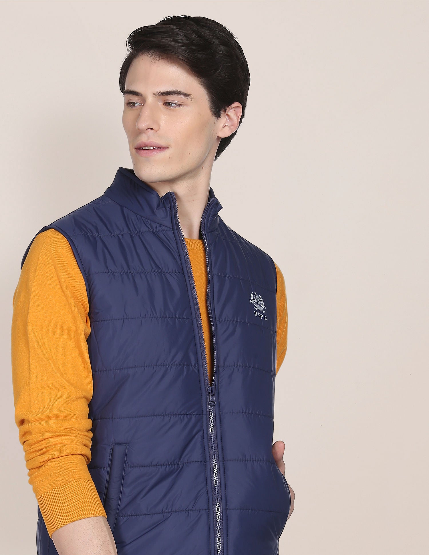 Solid Sleeveless Puffer Jacket Navy - U.S. POLO ASSN. | Large