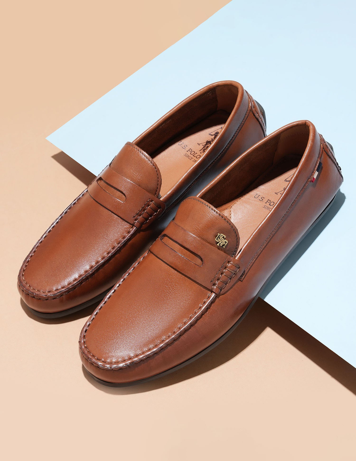 Men Adonis Leather Loafers Tan - U.S. Polo Assn. India | Large