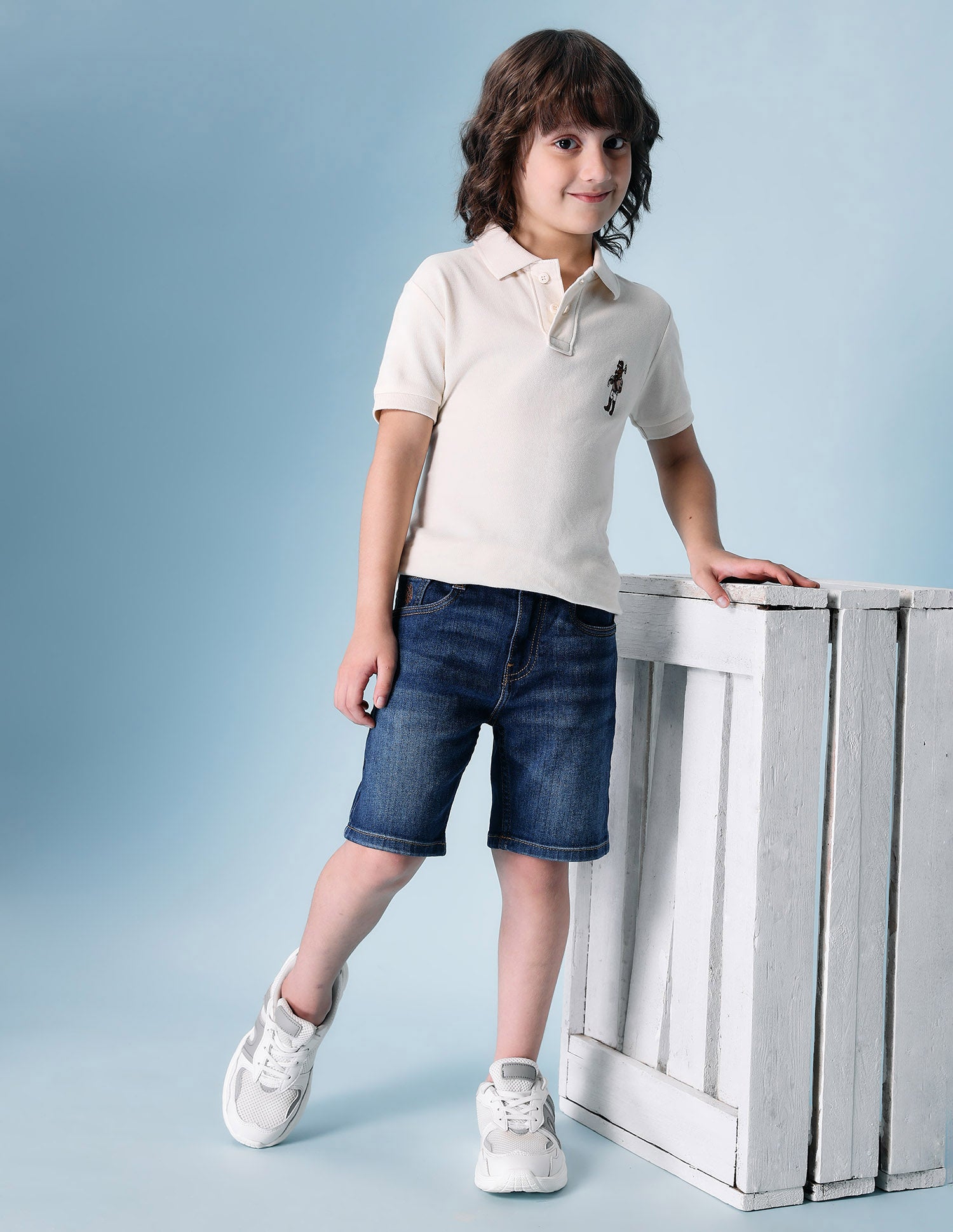 Boys Mid Rise Denim Shorts