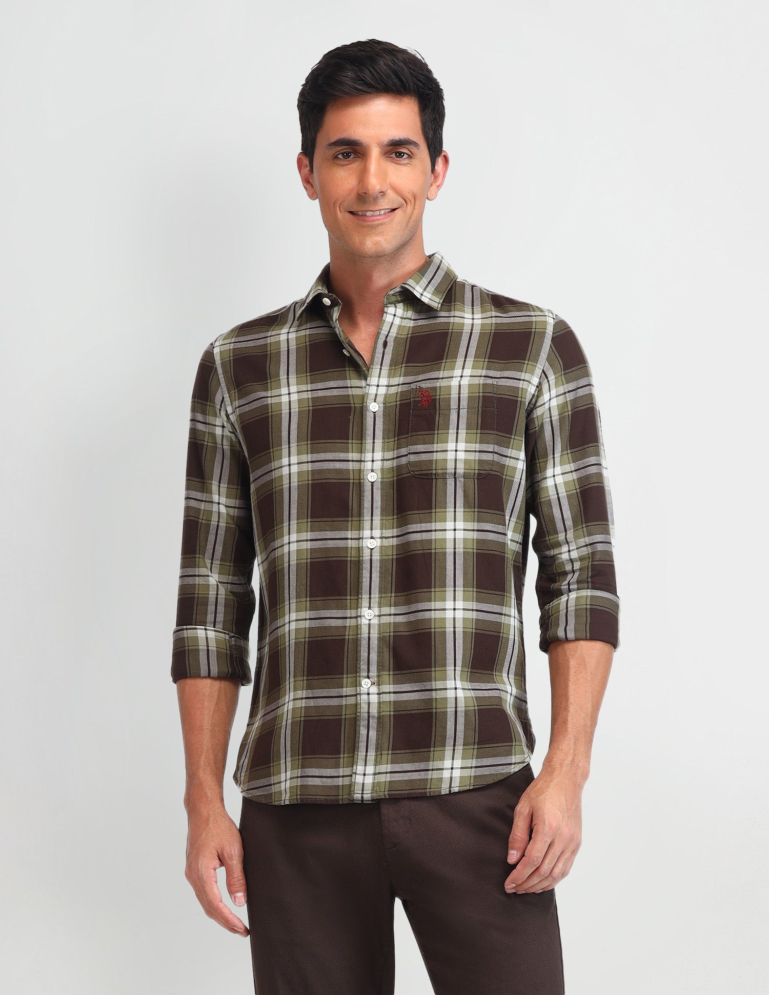 Dupplin Checked Twill Shirt Green - U.S. Polo Assn. India | Large