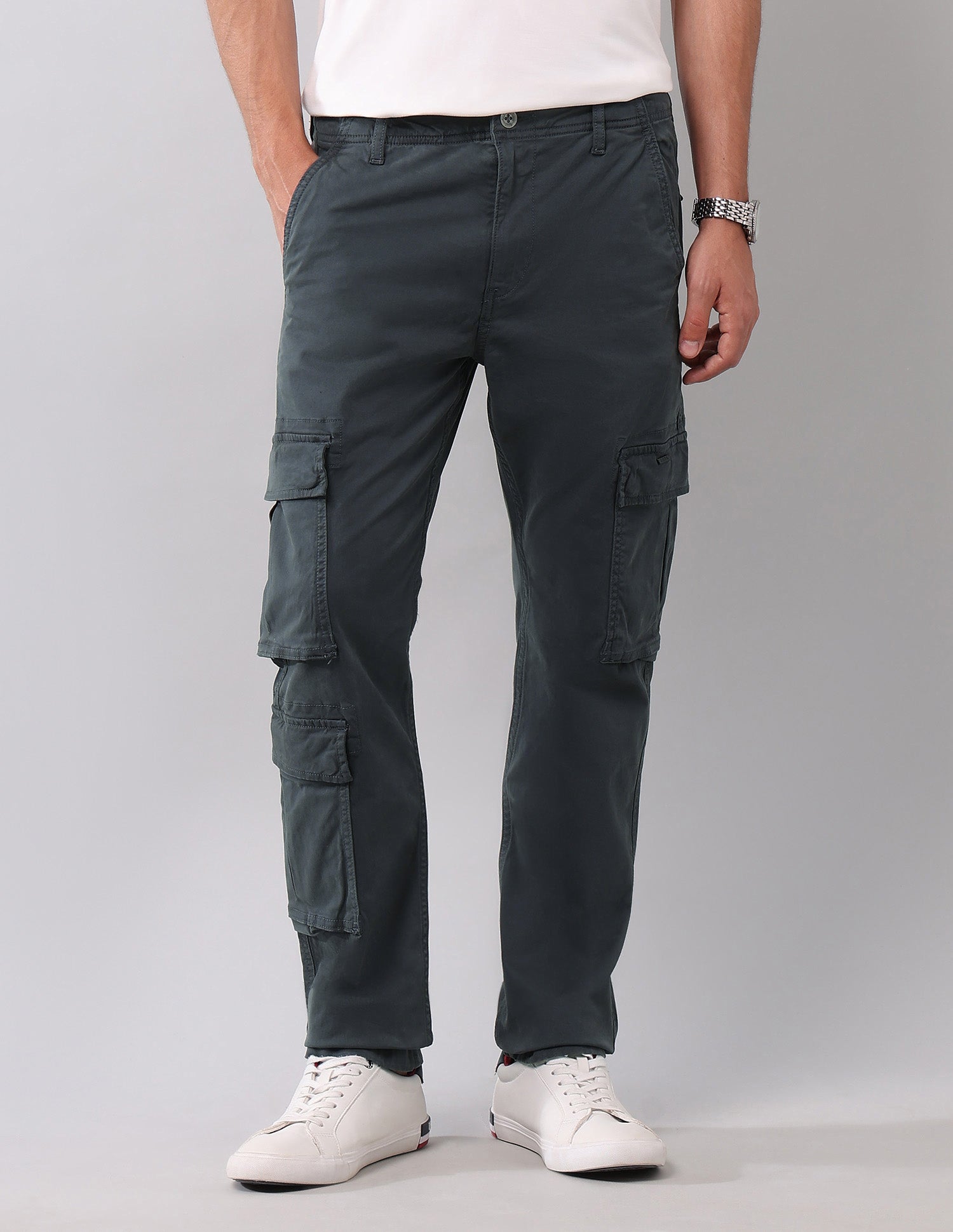 Solid Straight Fit Cargos Charcoal - U.S. POLO ASSN. | Large