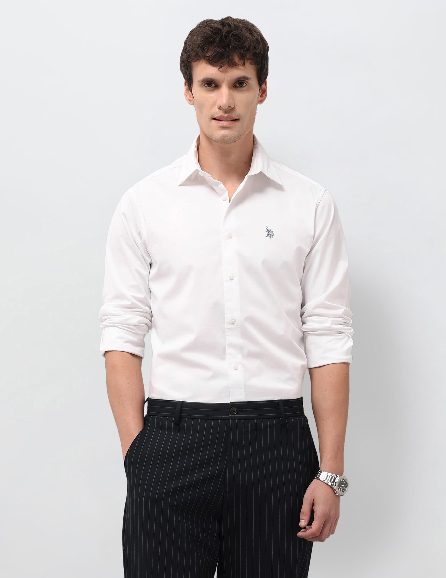 Solid Tailored Fit Shirt White - U.S. Polo Assn. India | Large