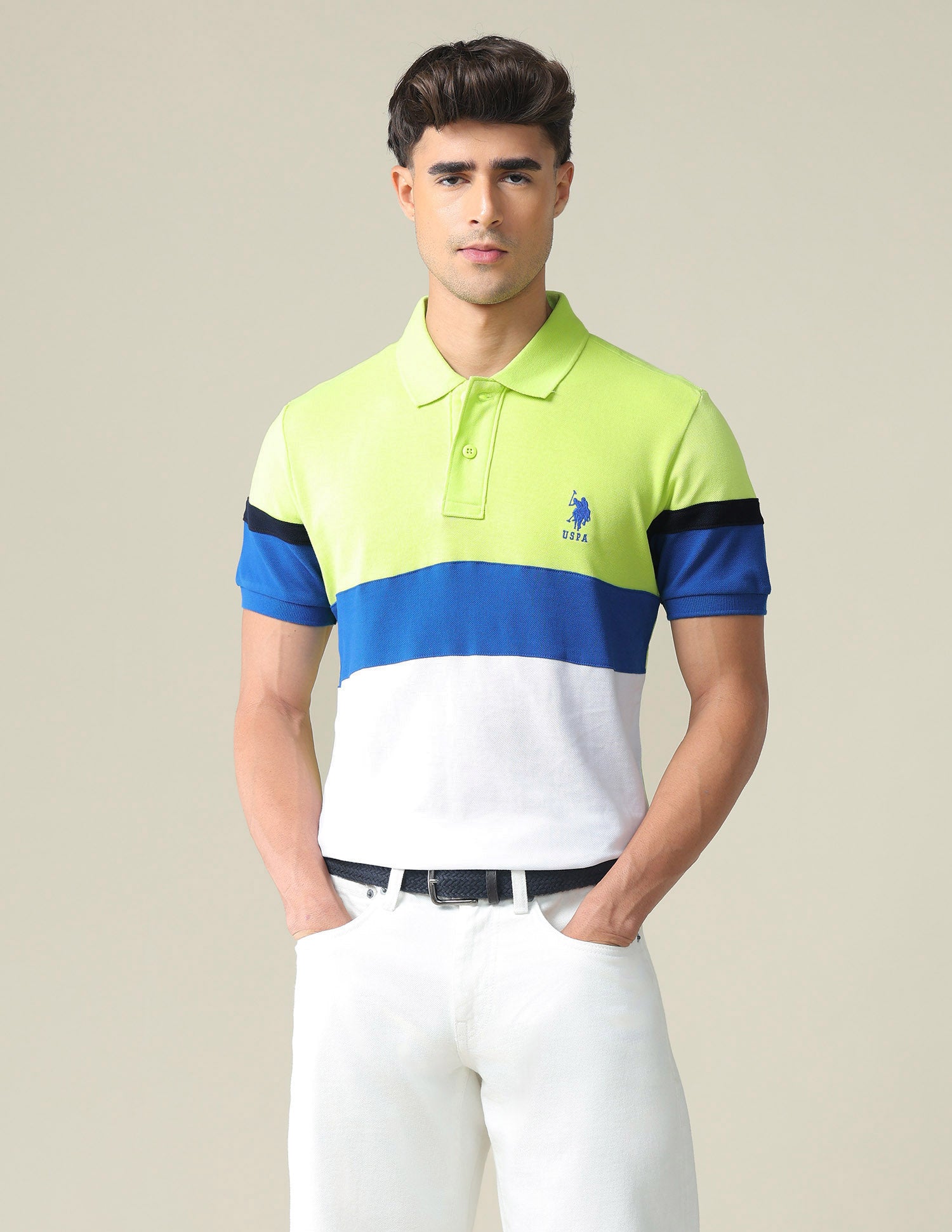 Colour Block Pique Polo Shirt