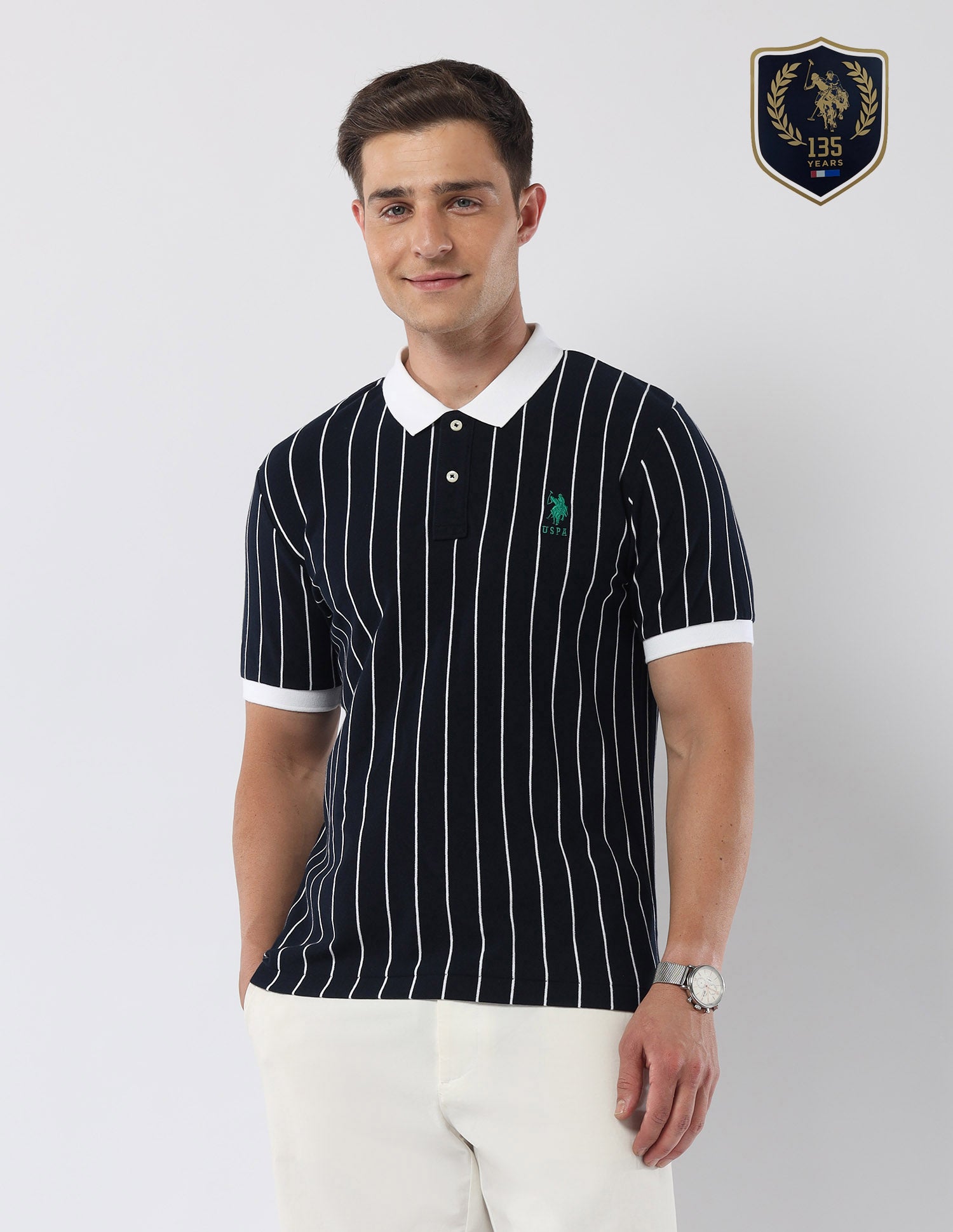 Vertical Striped 135 Anniversary Polo Shirt