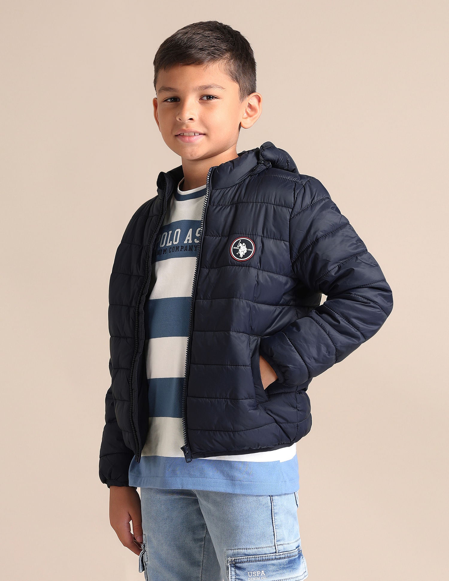 Boys Solid Hooded Jacket