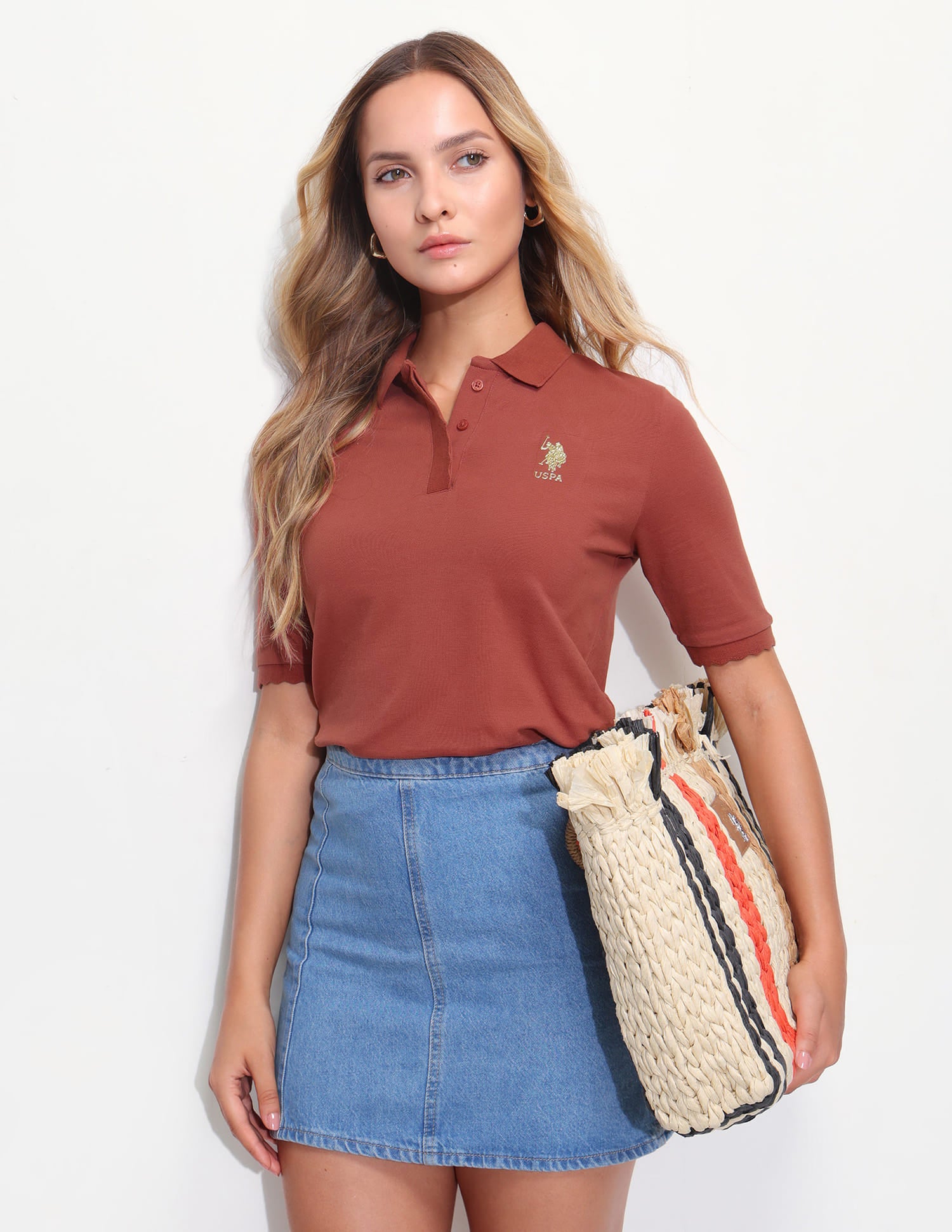 Solid Scallop Detail Polo Shirt Red - U.S. Polo Assn. India | Large