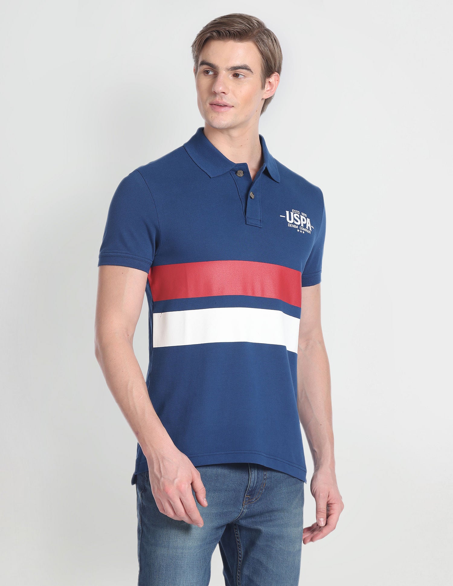 Colour Block Muscle Fit Polo Shirt