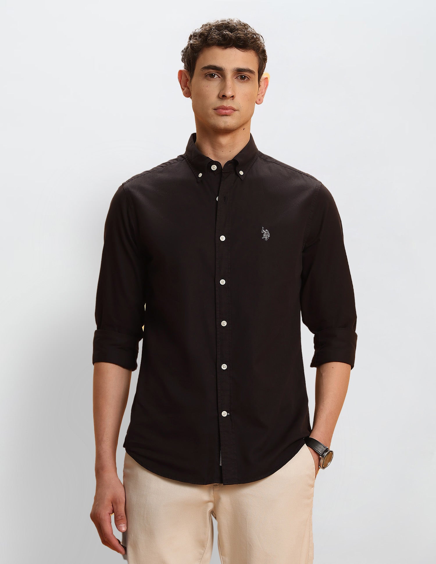 Solid Button-Down Shirt
