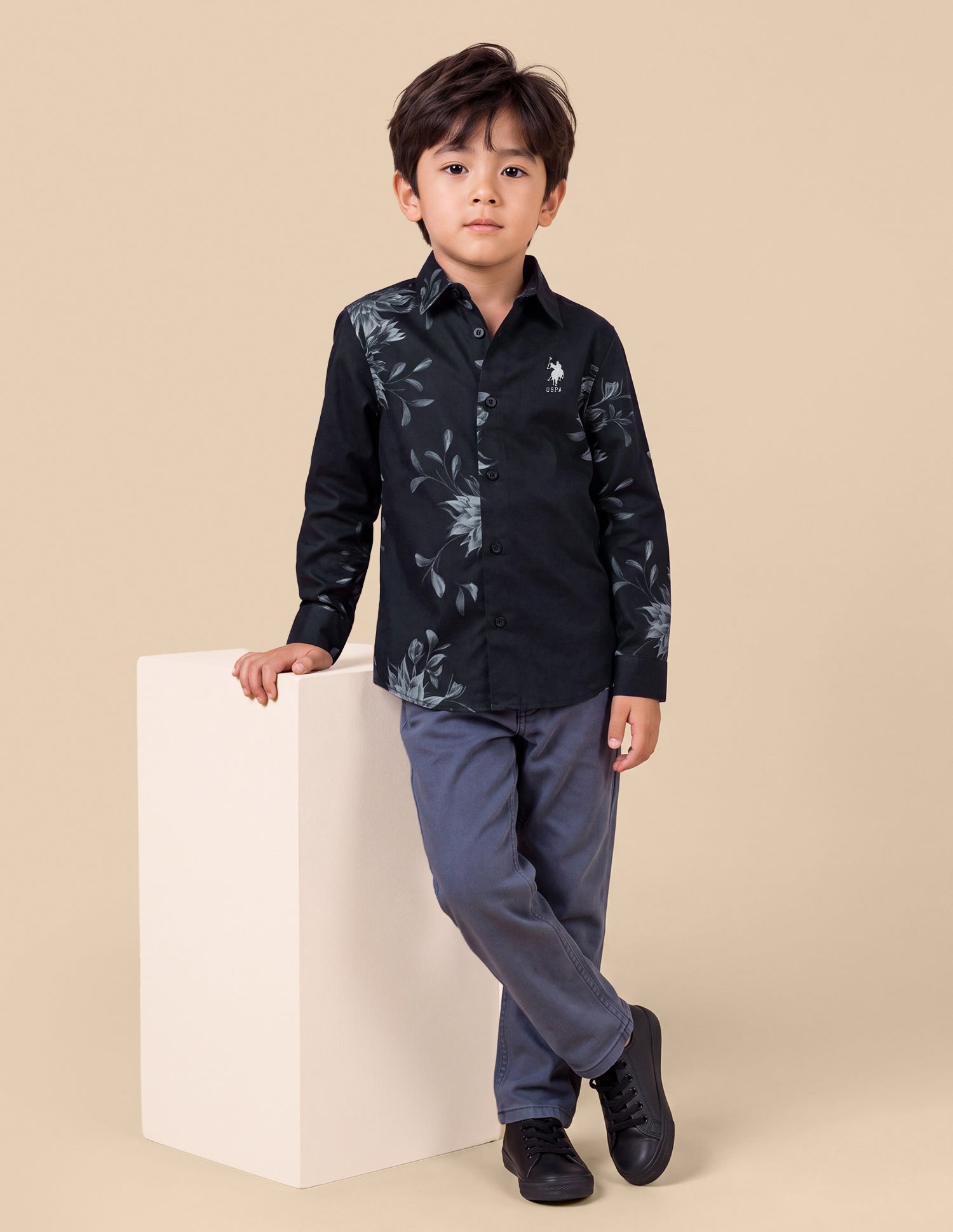 Floral Printed Satin Shirt Black - U.S. Polo Assn. India | Large
