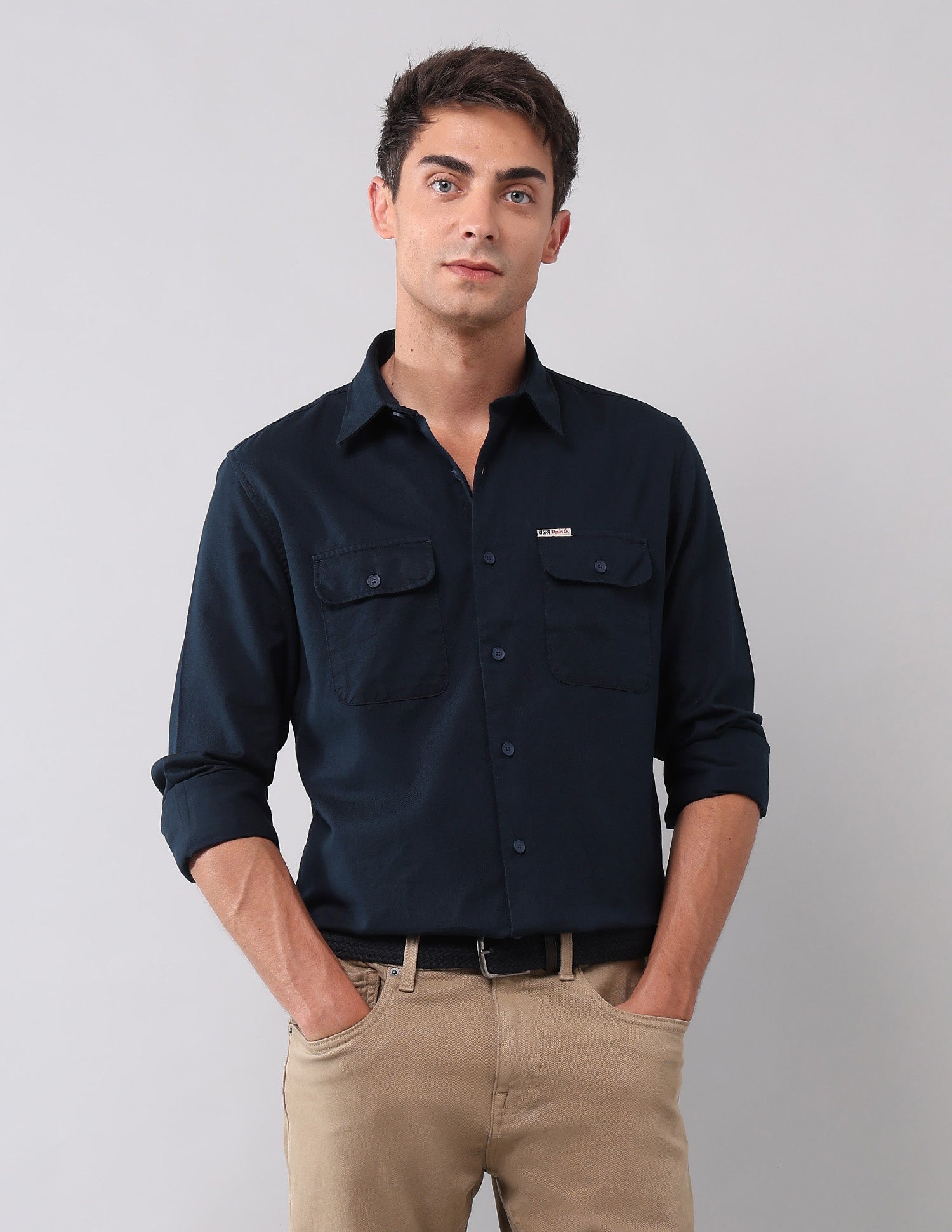 Twill Pure Cotton Shirt Navy - U.S. Polo Assn. India | Large