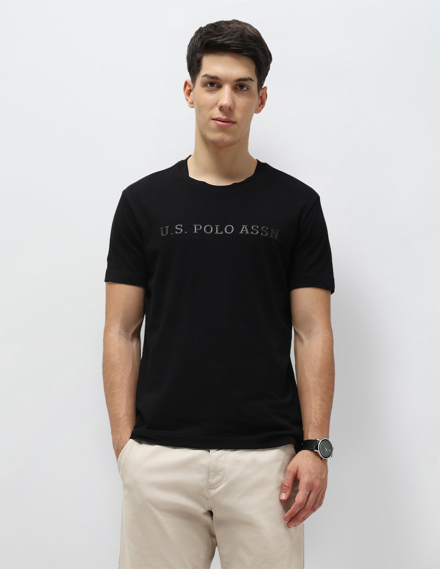 Brand Embossed Slim Fit T-Shirt