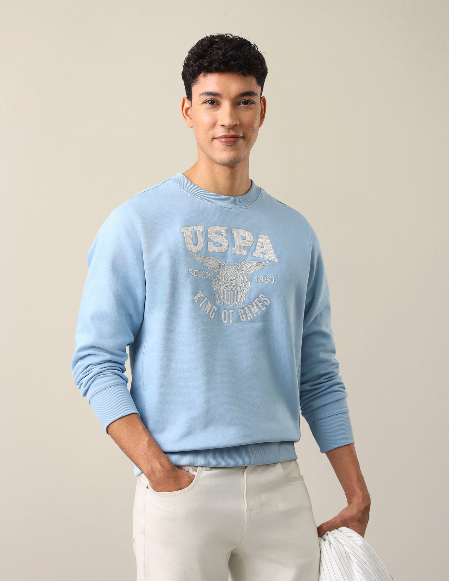 Brand Embroidered Regular Fit Sweatshirt Blue - U.S. Polo Assn. India | Large