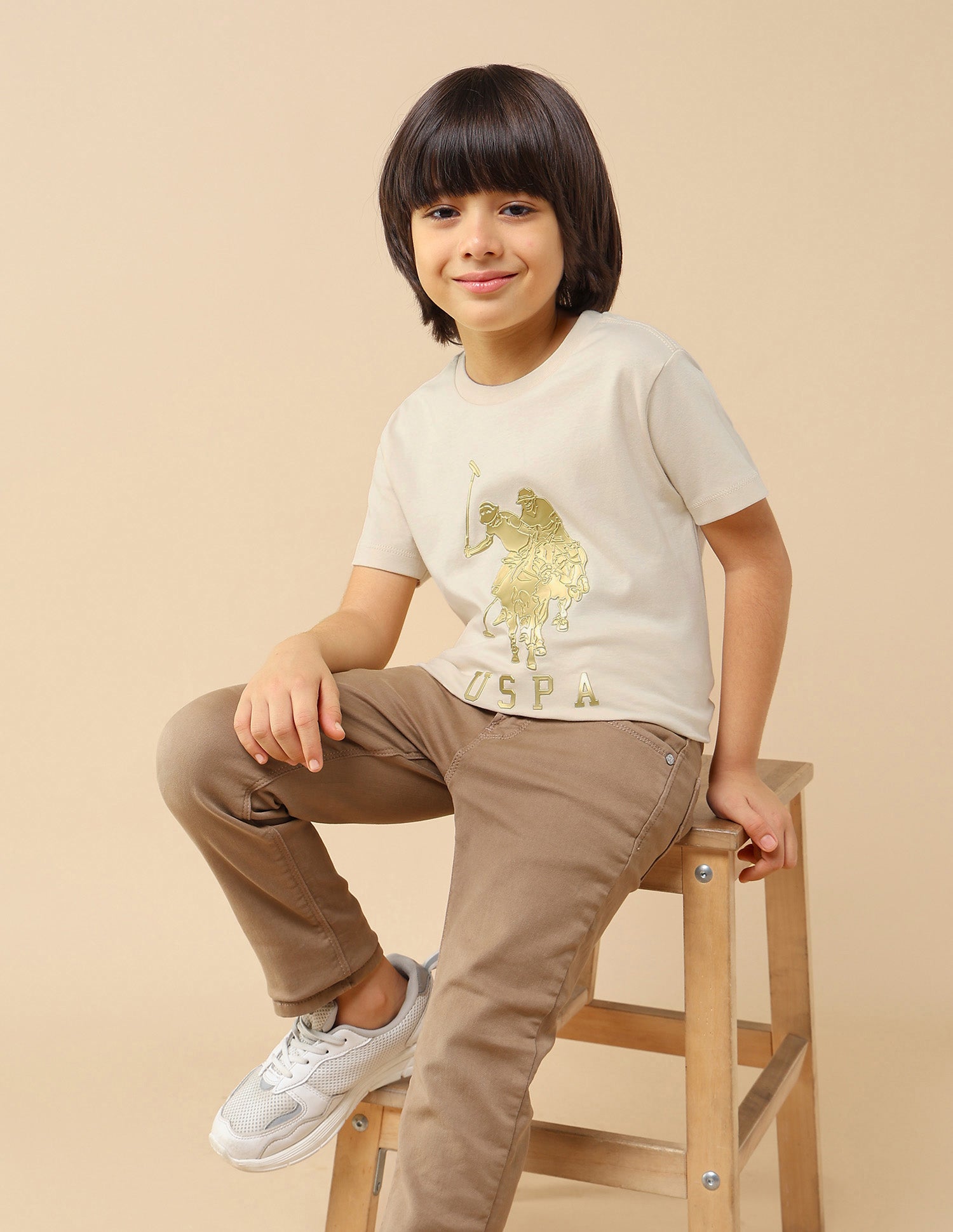 Boys Graphic Brand Embossed Regular Fit T-Shirt