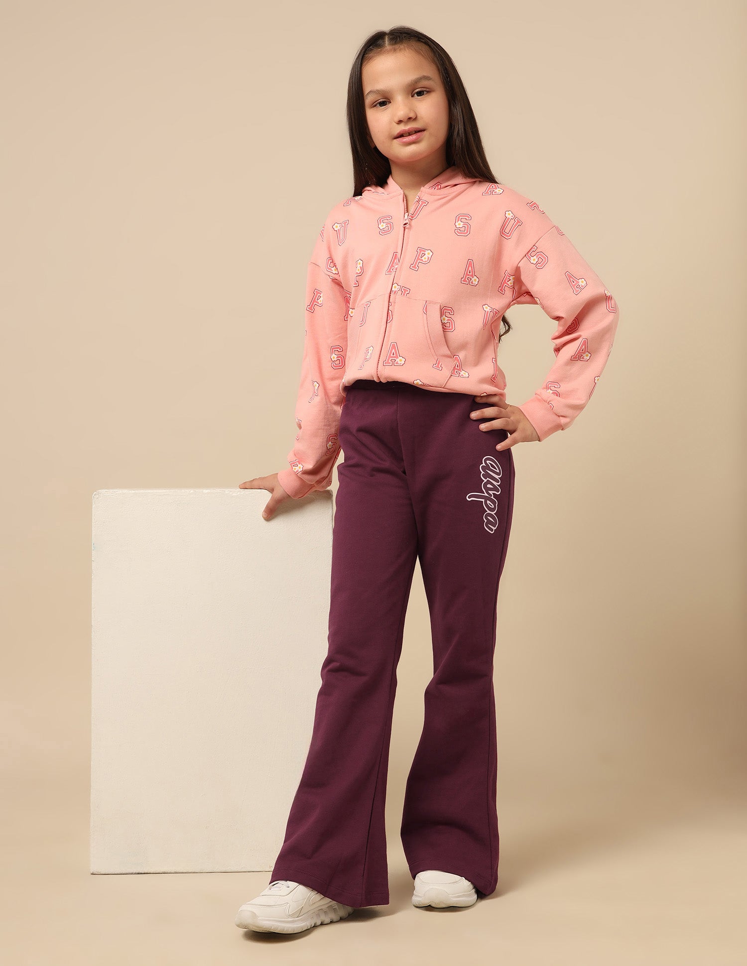 Girls Solid Bootcut Track Pants