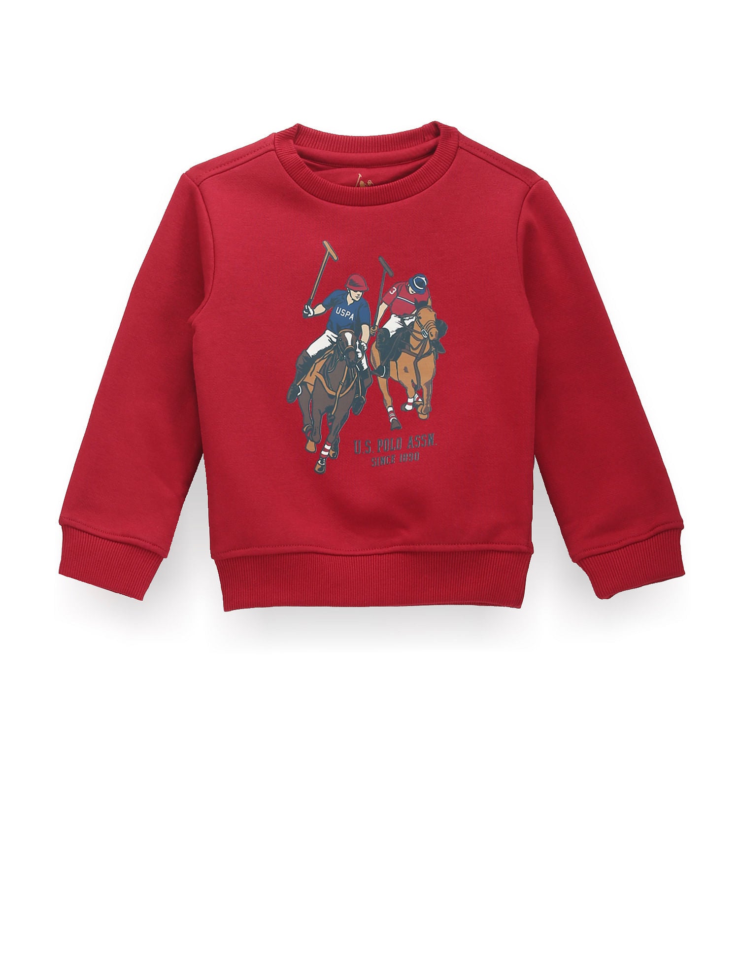 Boys Crew Neck Brand Print Sweatshirt Red - U.S. Polo Assn. India | Large