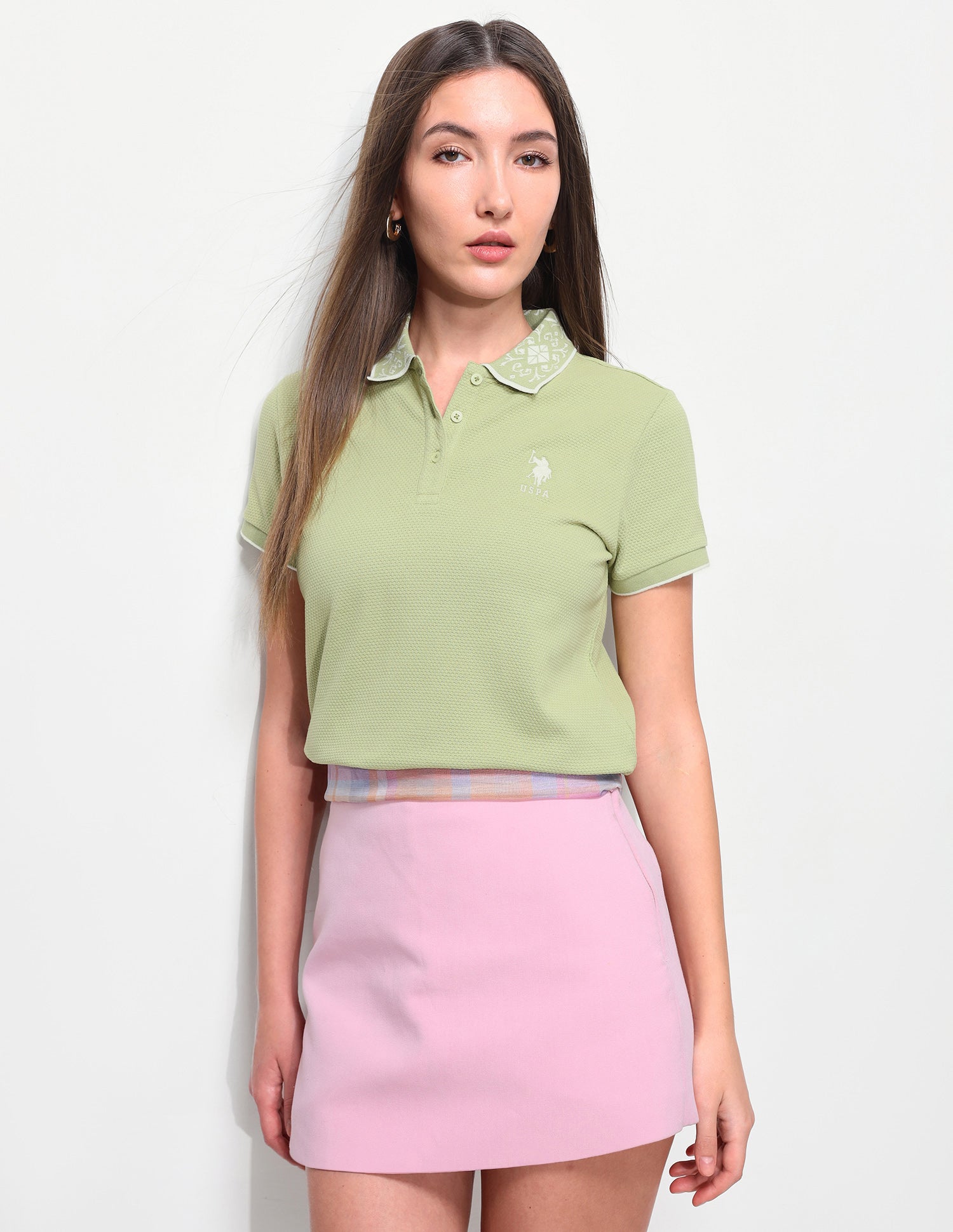 Textured Regular Fit Polo Shirt Green - U.S. Polo Assn. India | Large