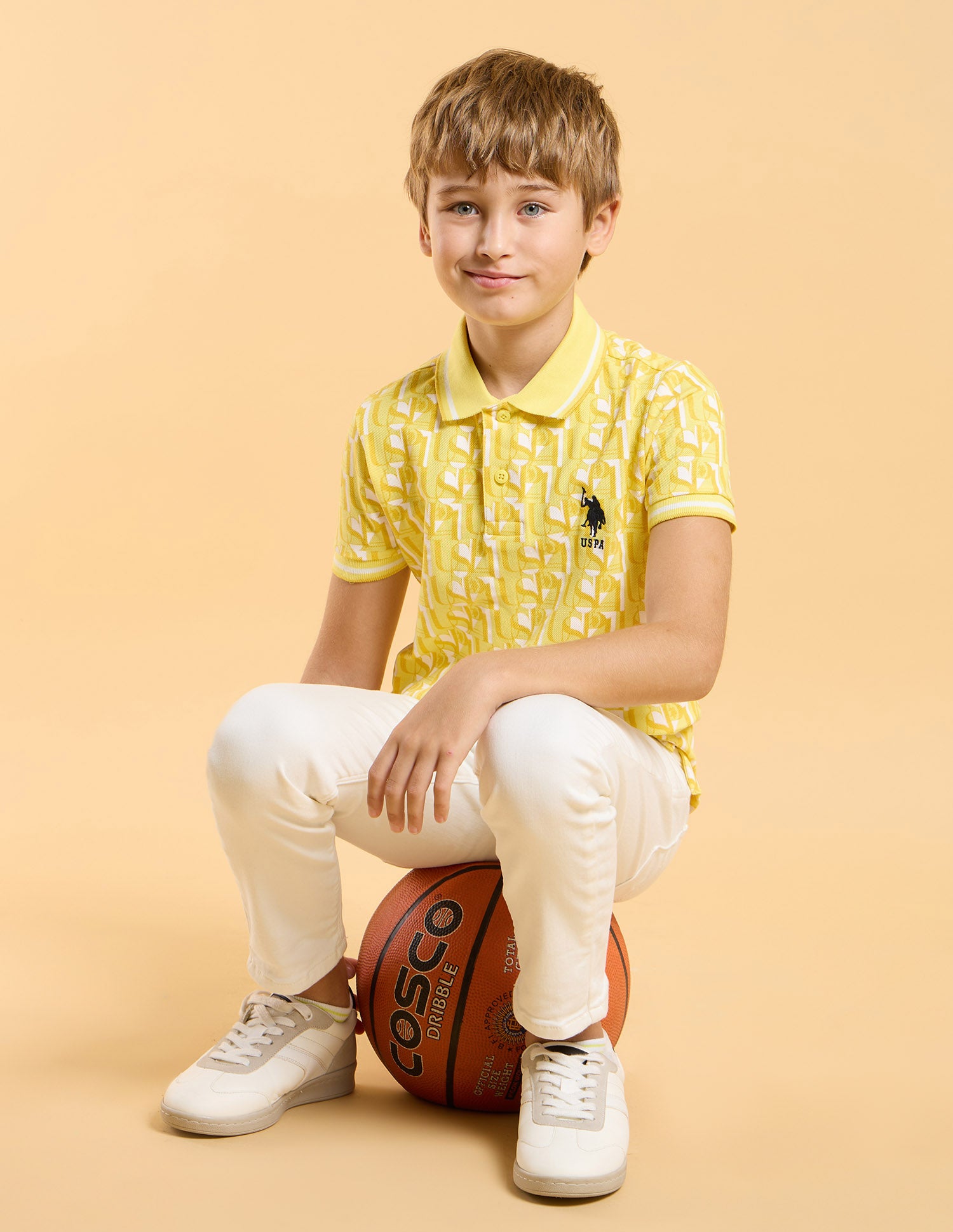 Boys All Over Printed Regular Fit Polo Shirt