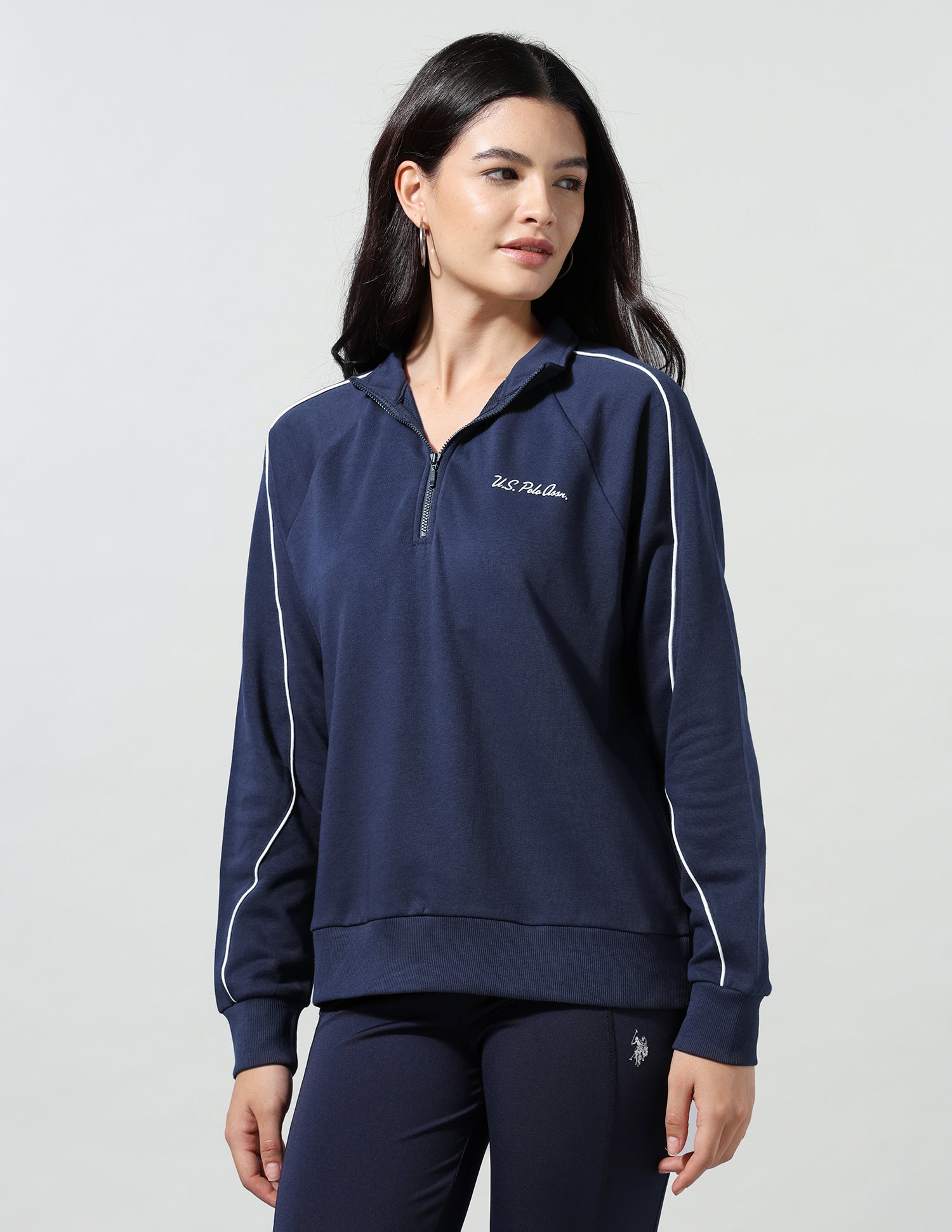 Solid Regular Fit Sweatshirt Navy - U.S. Polo Assn. India | Large