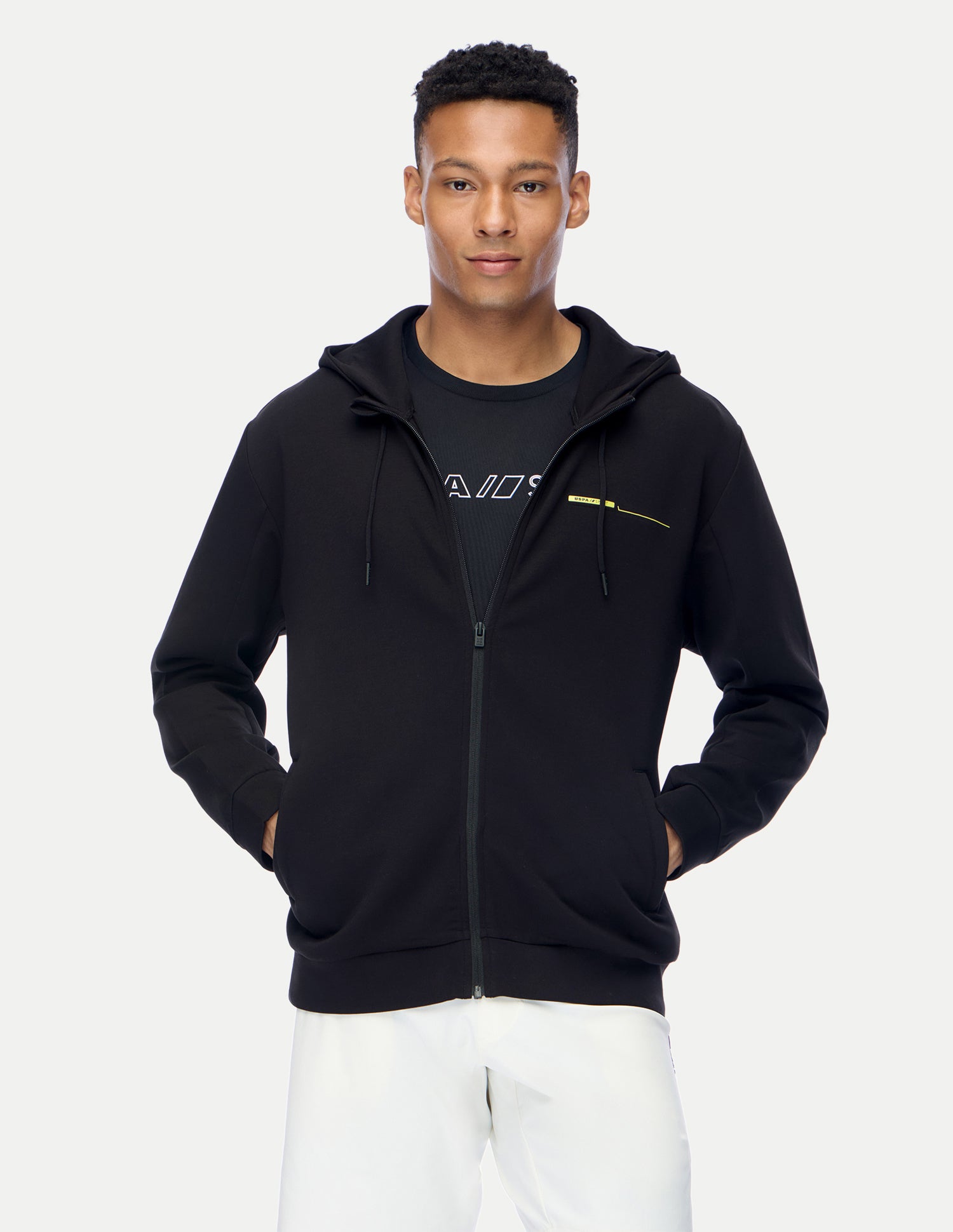 Solid Active Zipper Sweatshirt Black - U.S. Polo Assn. India | Large