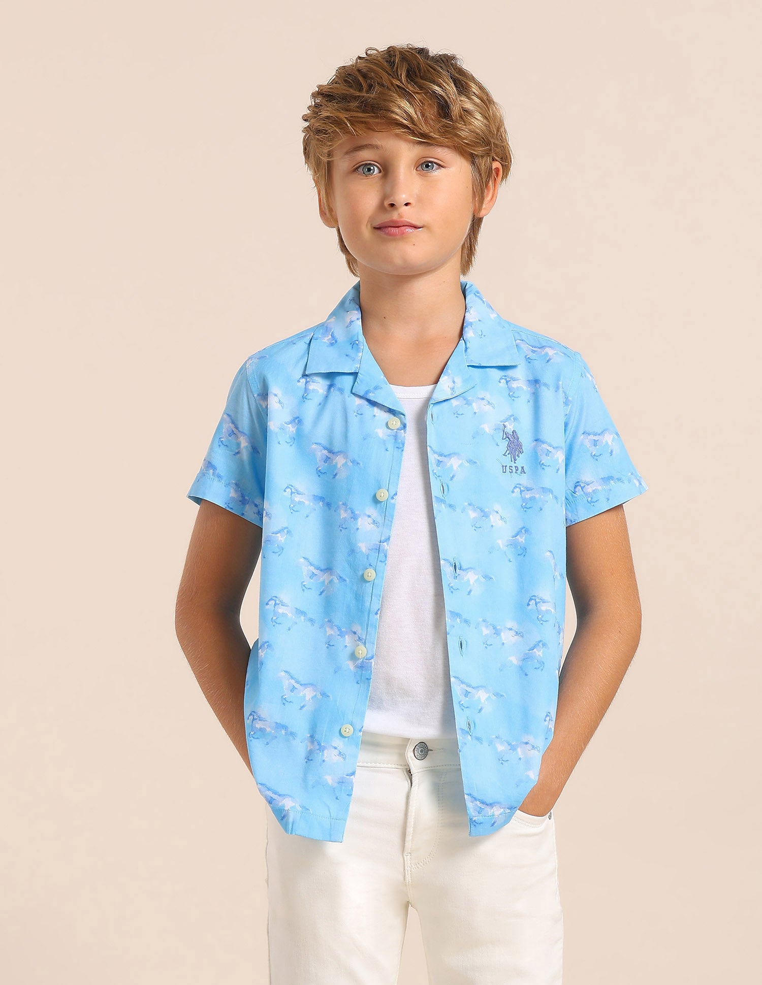 Boys Relaxed Fit All Over Printed Shirt
