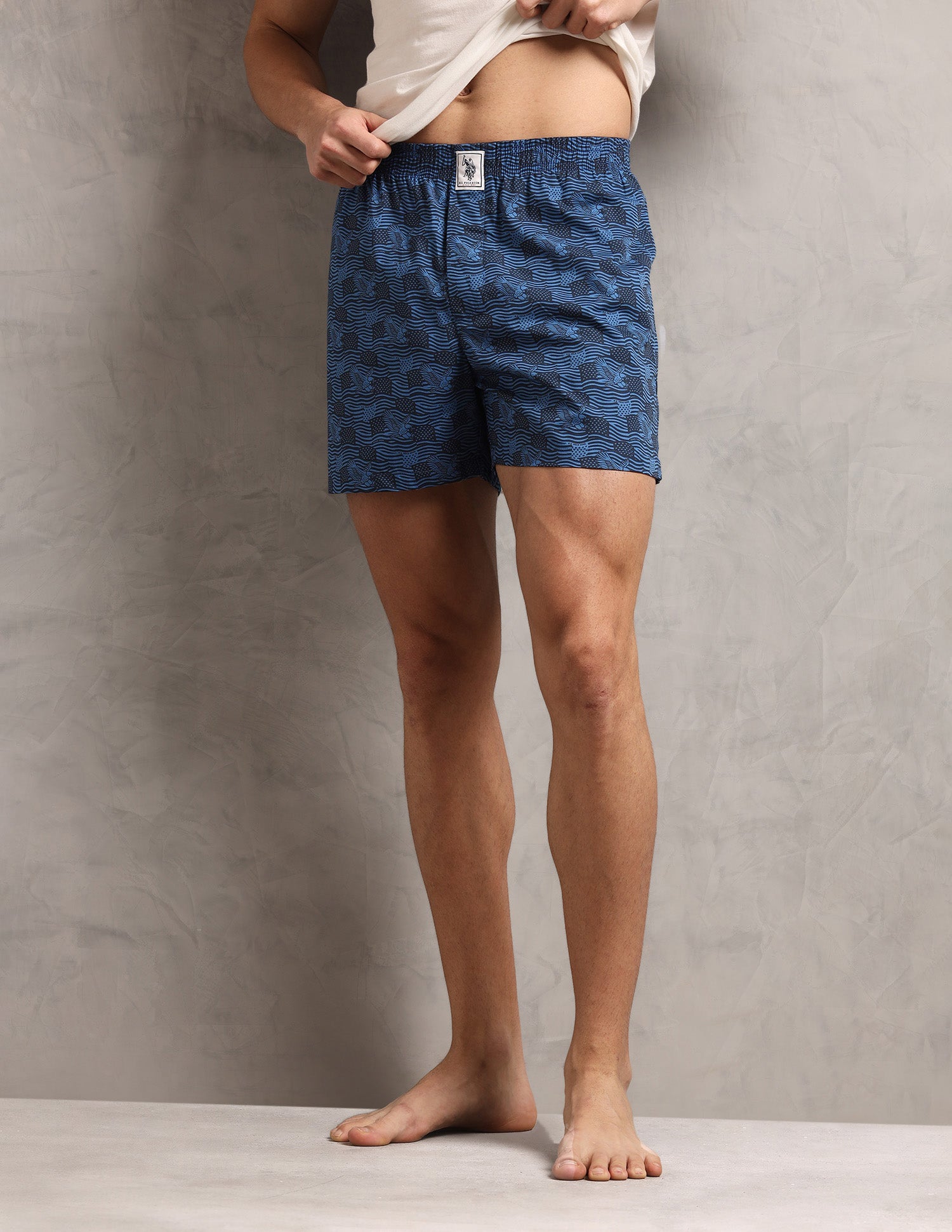 Pure Cotton Printed I657-PR Boxers - Pack Of 1 Blue Eagle - U.S. Polo Assn. India | Large