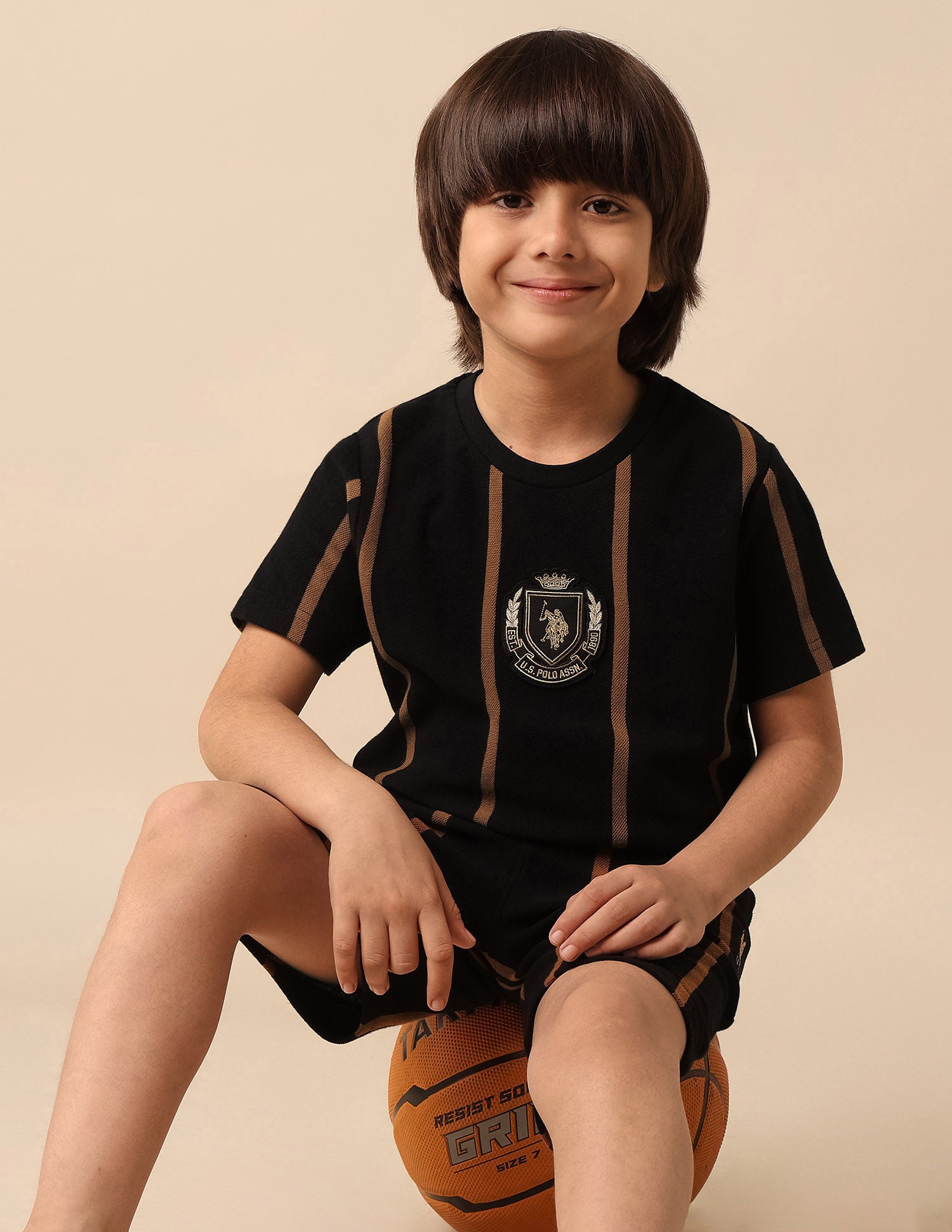 Boys Vertical Striped Pure Cotton T Shirt