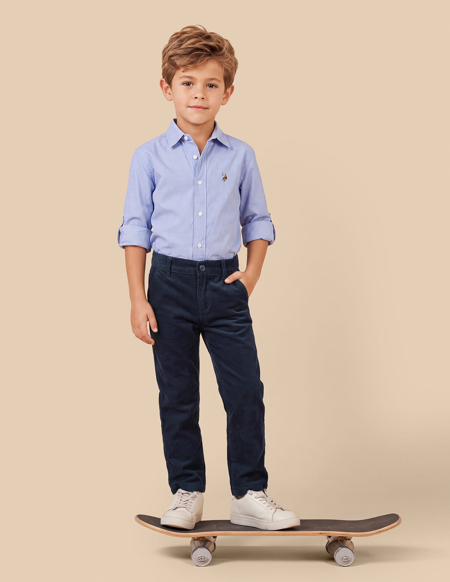 Corduroy Regular Fit Trousers Blue - U.S. Polo Assn. India | Large