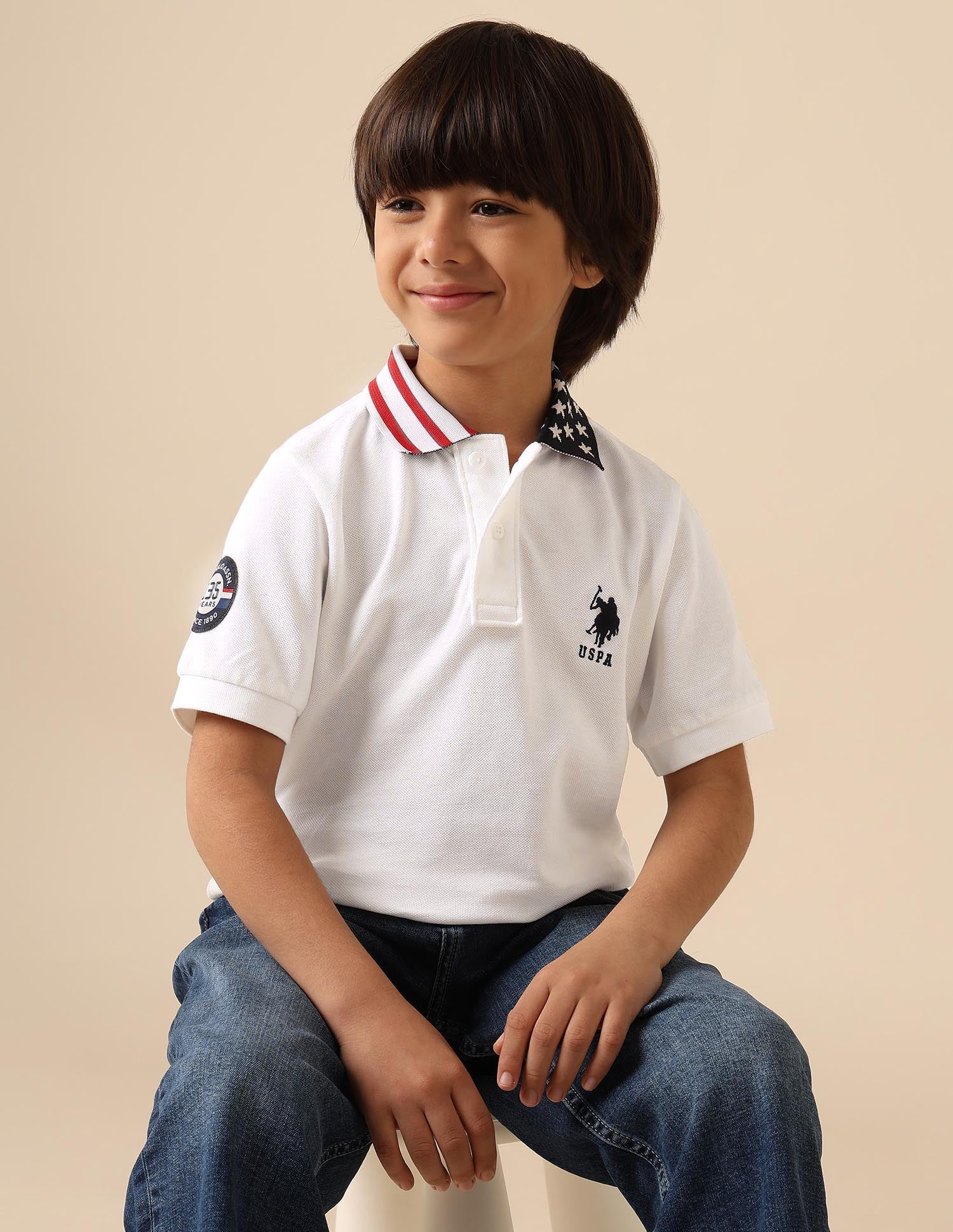 Boys Solid Pure Cotton Polo Shirt