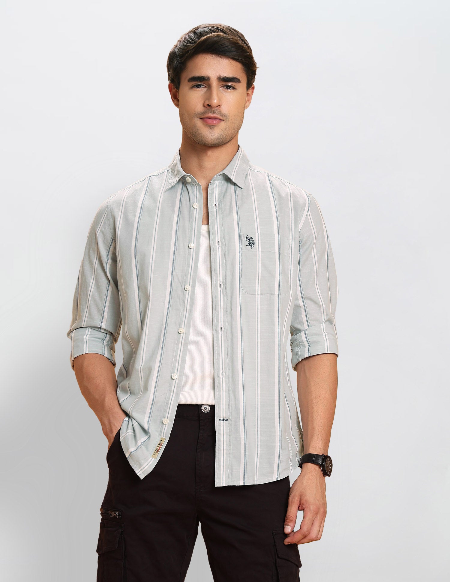 Slim Fit Vertical Striped Shirt