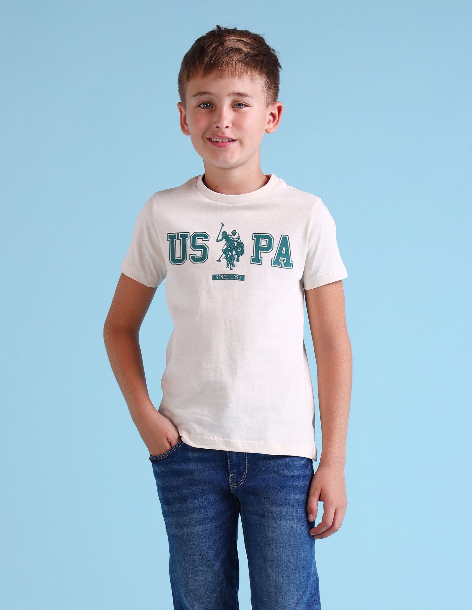 Boys Brand Printed Regular Fit T-Shirt