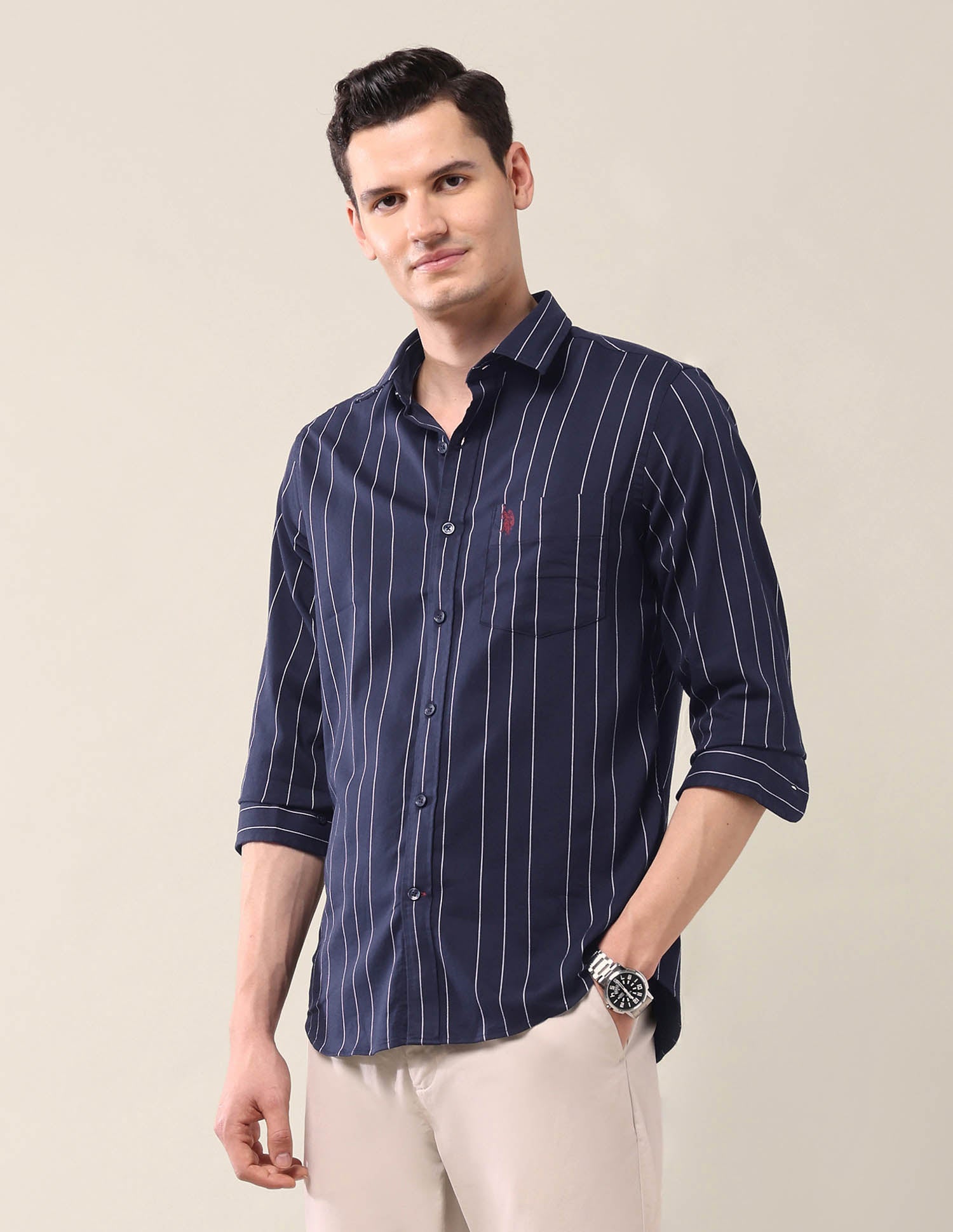 Tailored Fit Vertical Striped Shirt