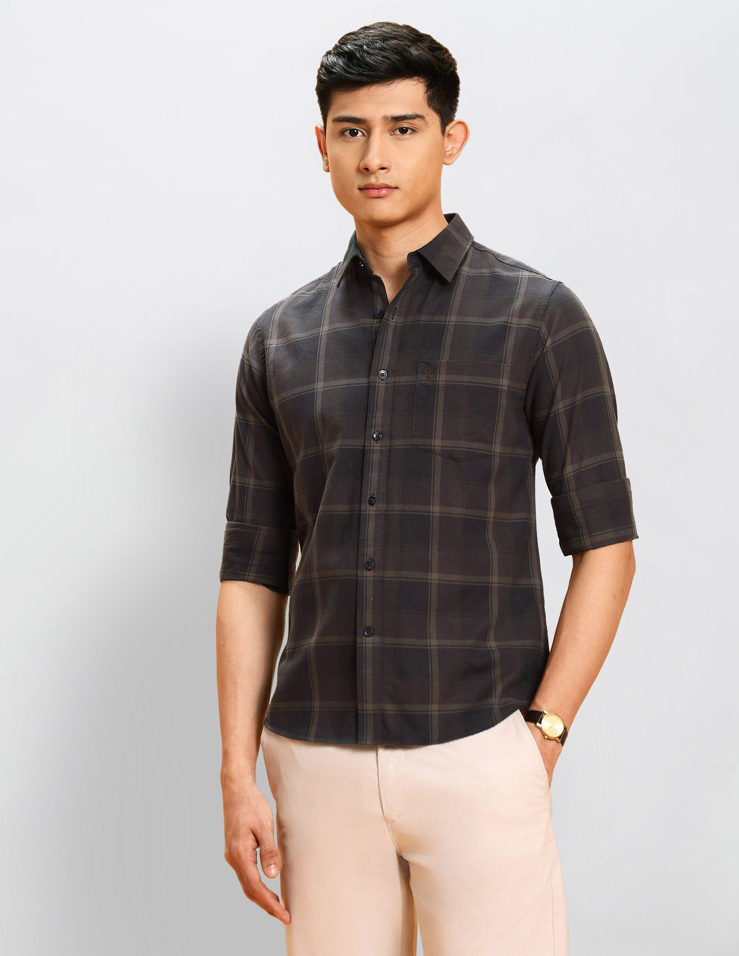Windowpane Checked Tailored Fit Shirt